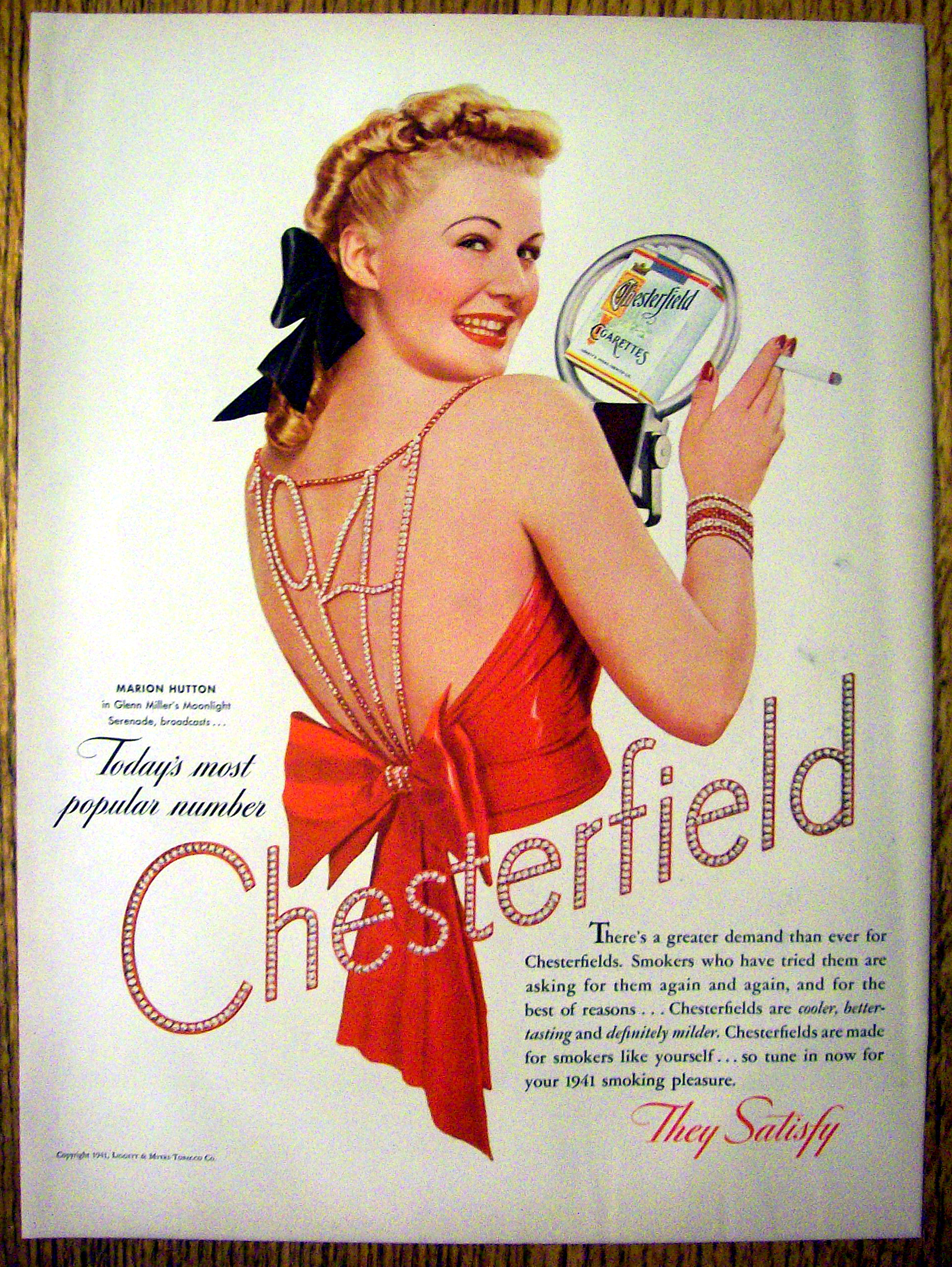 1941 Chesterfield Cigarettes with Marion Hutton
