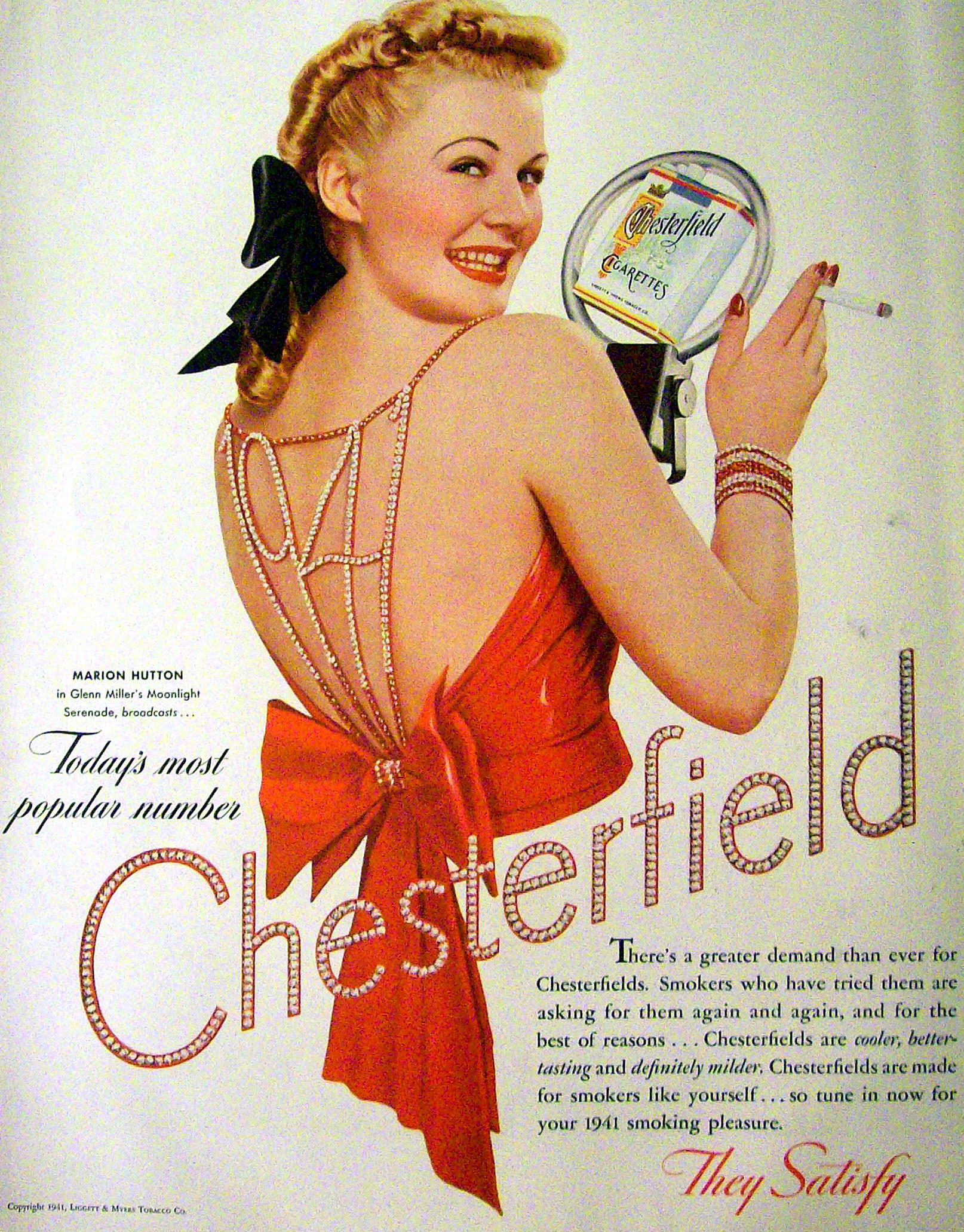 1941 Chesterfield Cigarettes with Marion Hutton