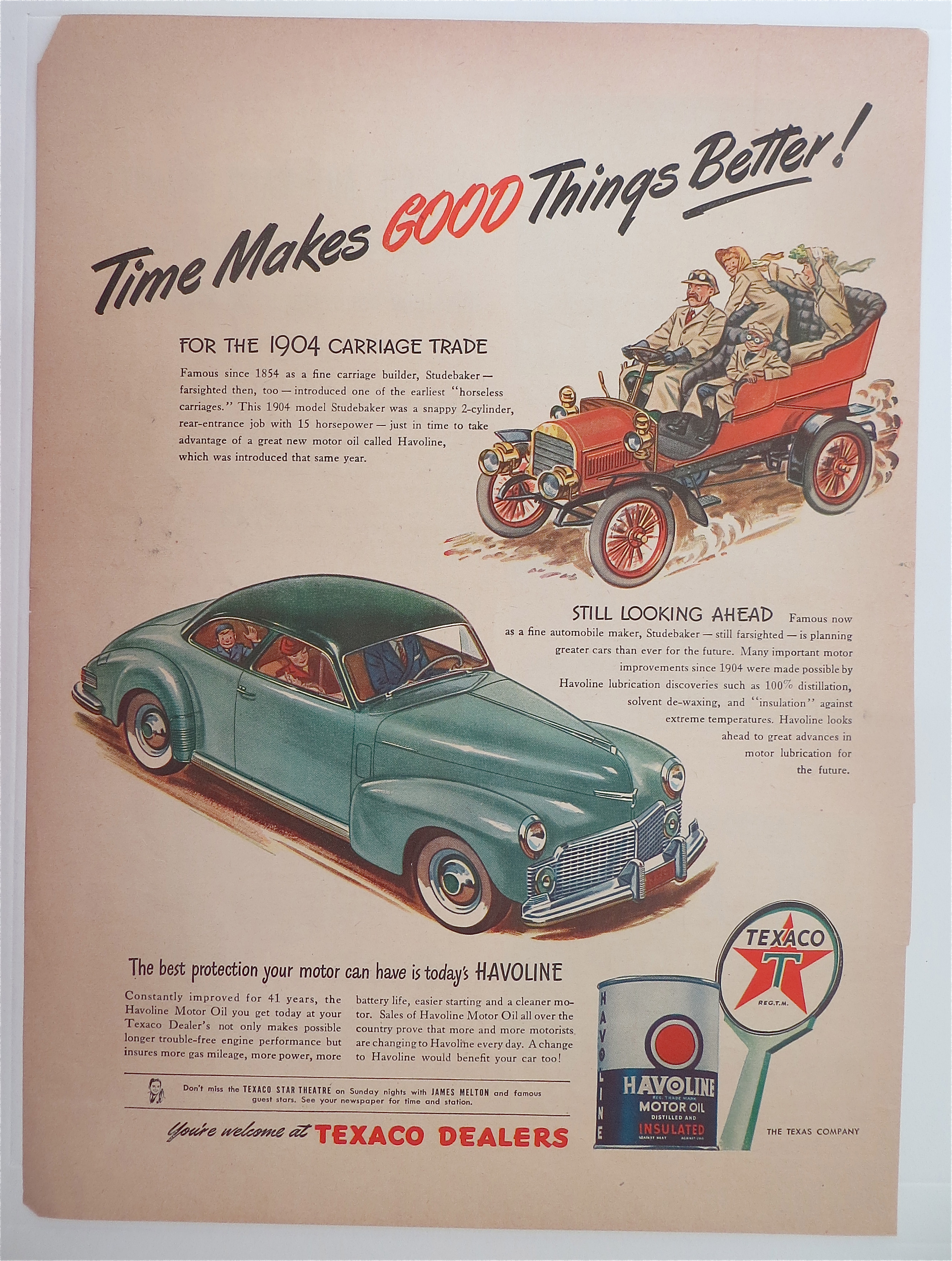 1945 Texaco Dealers with Two Studebakers
