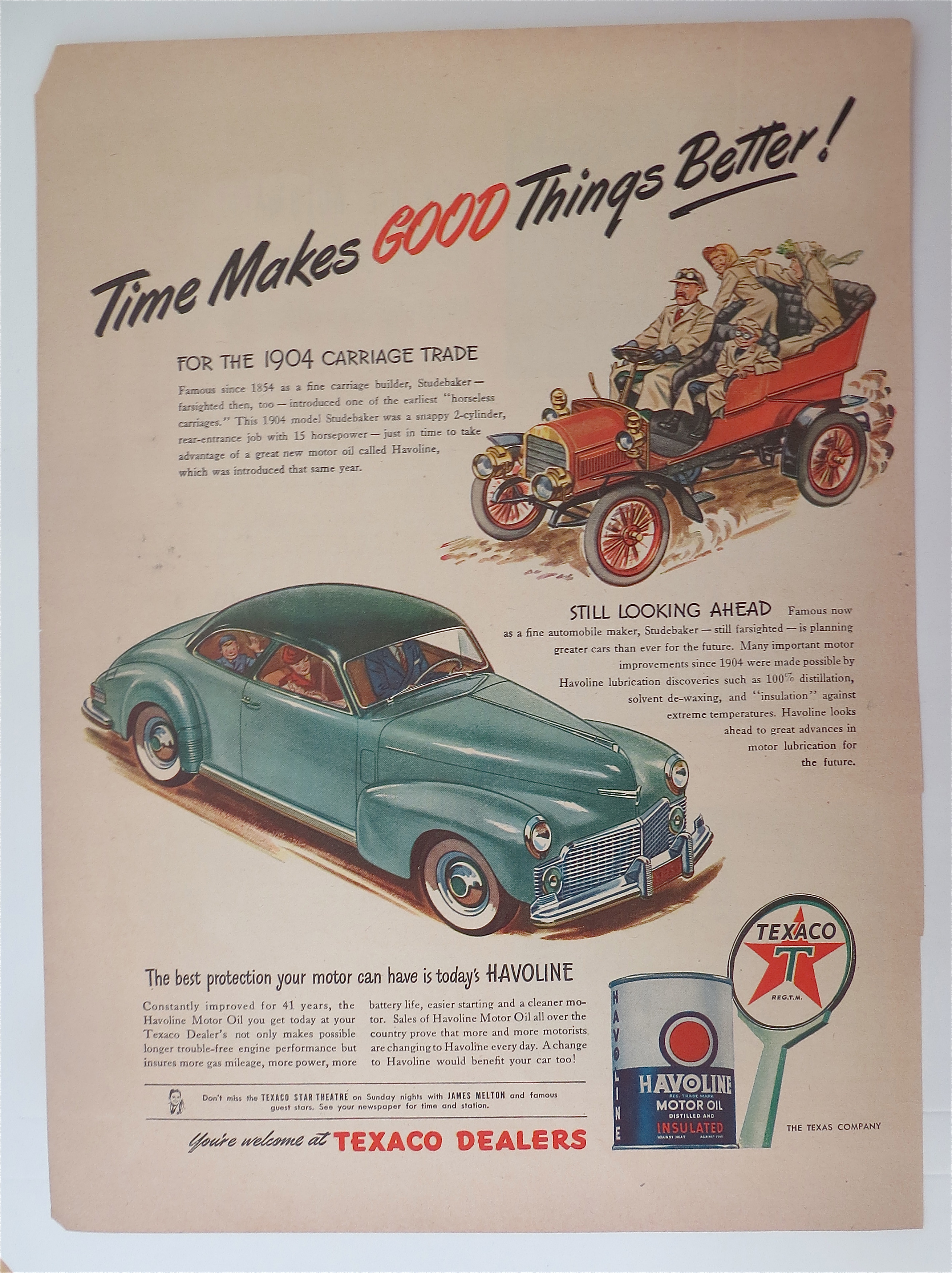 1945 Texaco Dealers with Two Studebakers