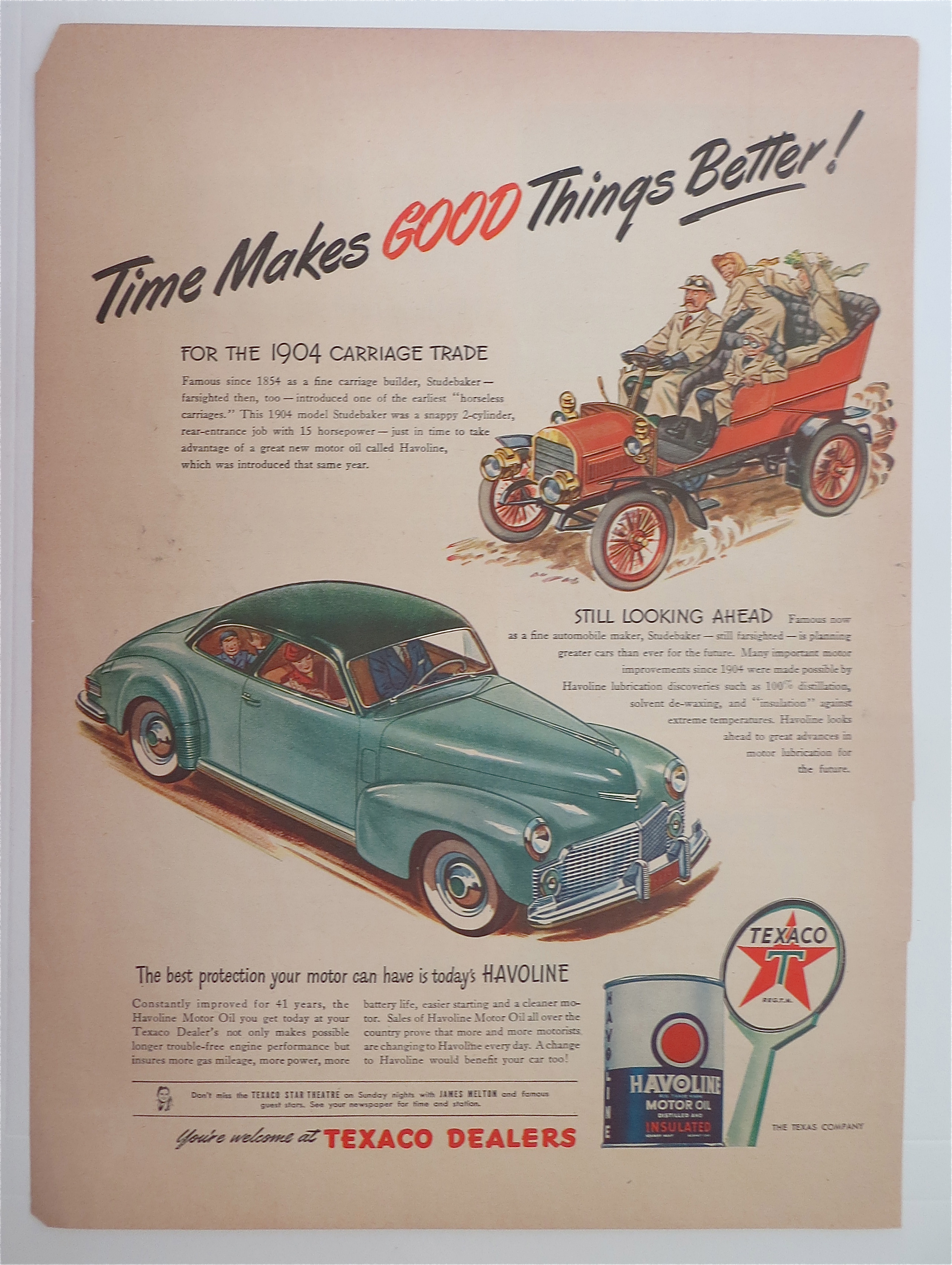 1945 Texaco Dealers with Two Studebakers