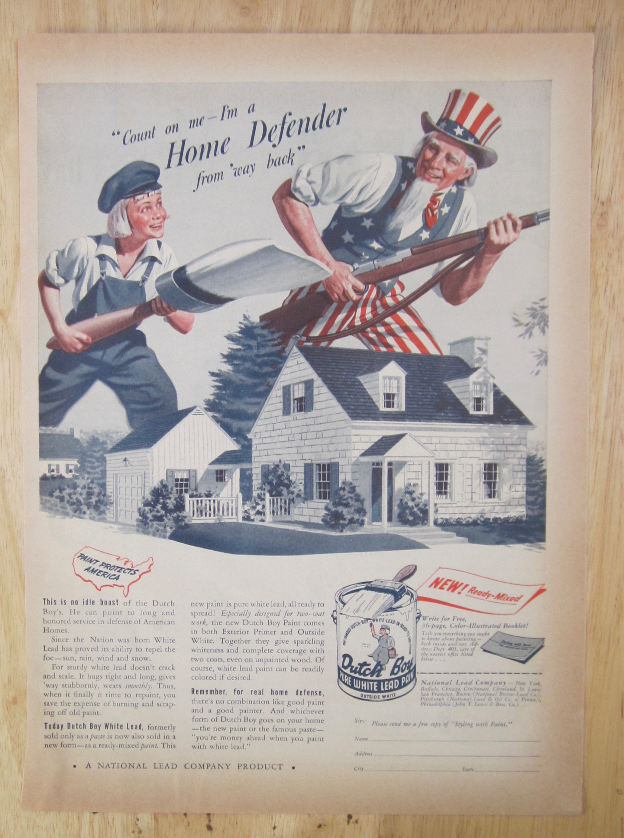 1942 Dutch Boy Paints with Dutch Boy & Uncle Sam