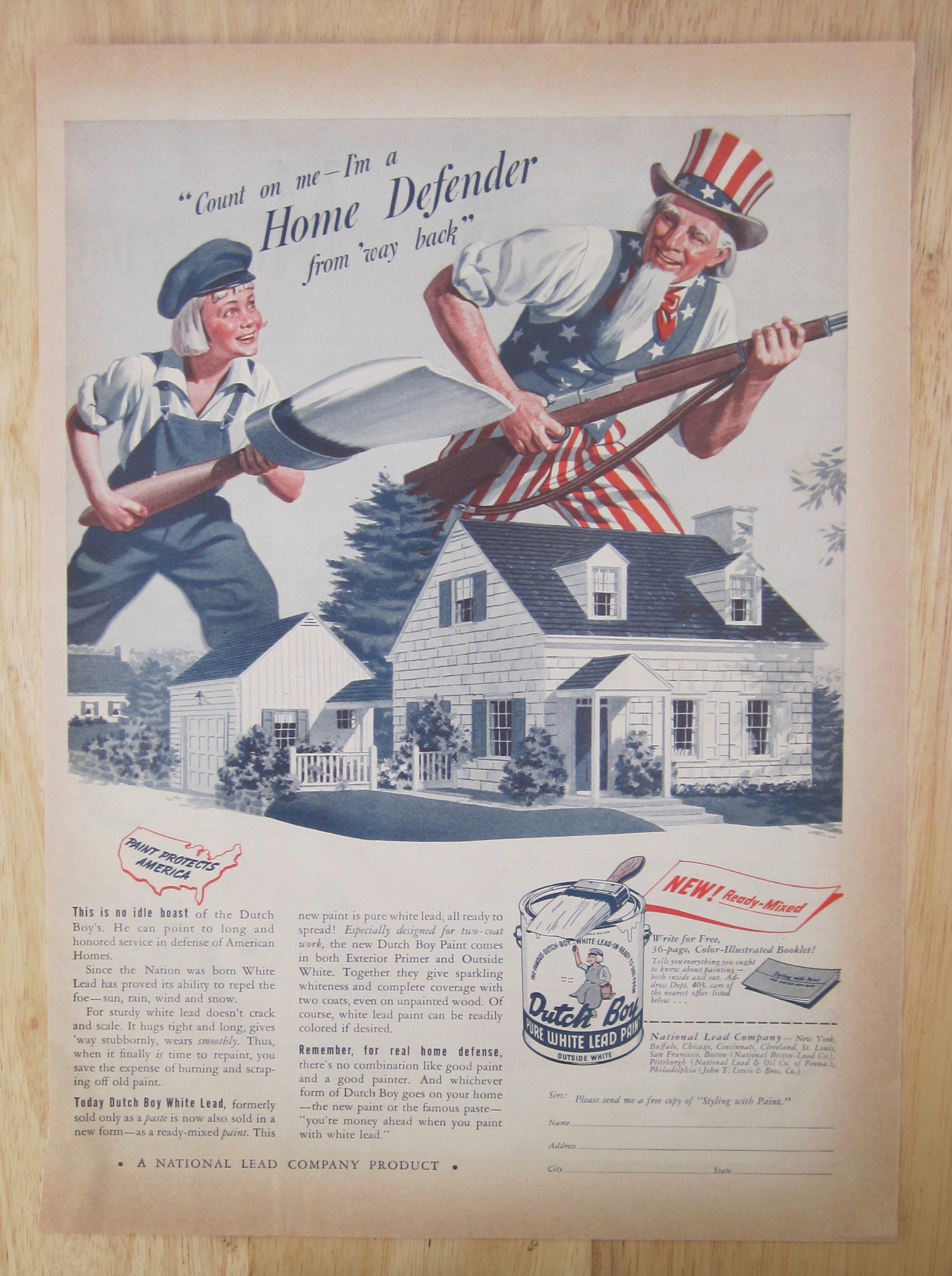 1942 Dutch Boy Paints with Dutch Boy & Uncle Sam