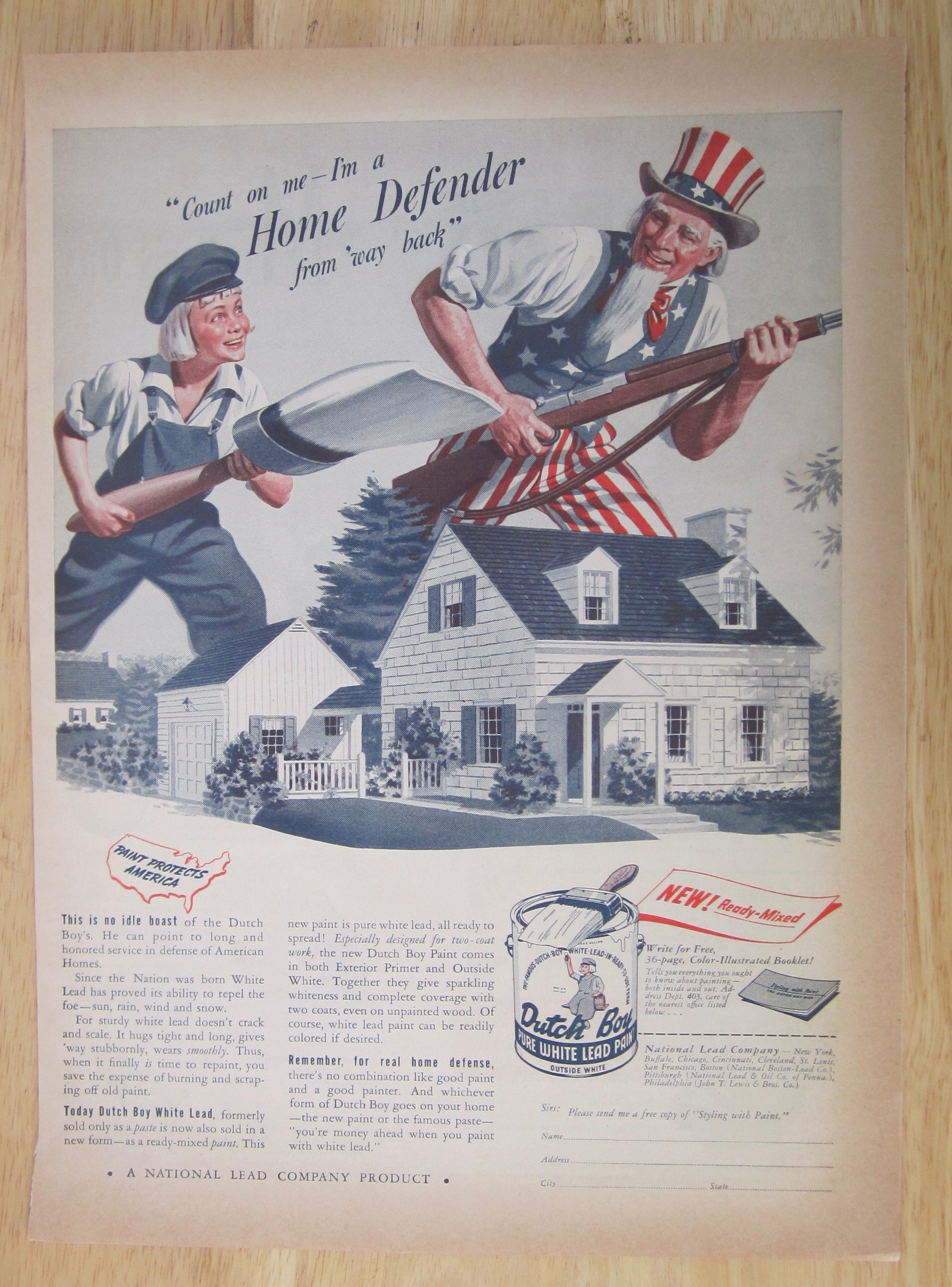 1942 Dutch Boy Paints with Dutch Boy & Uncle Sam