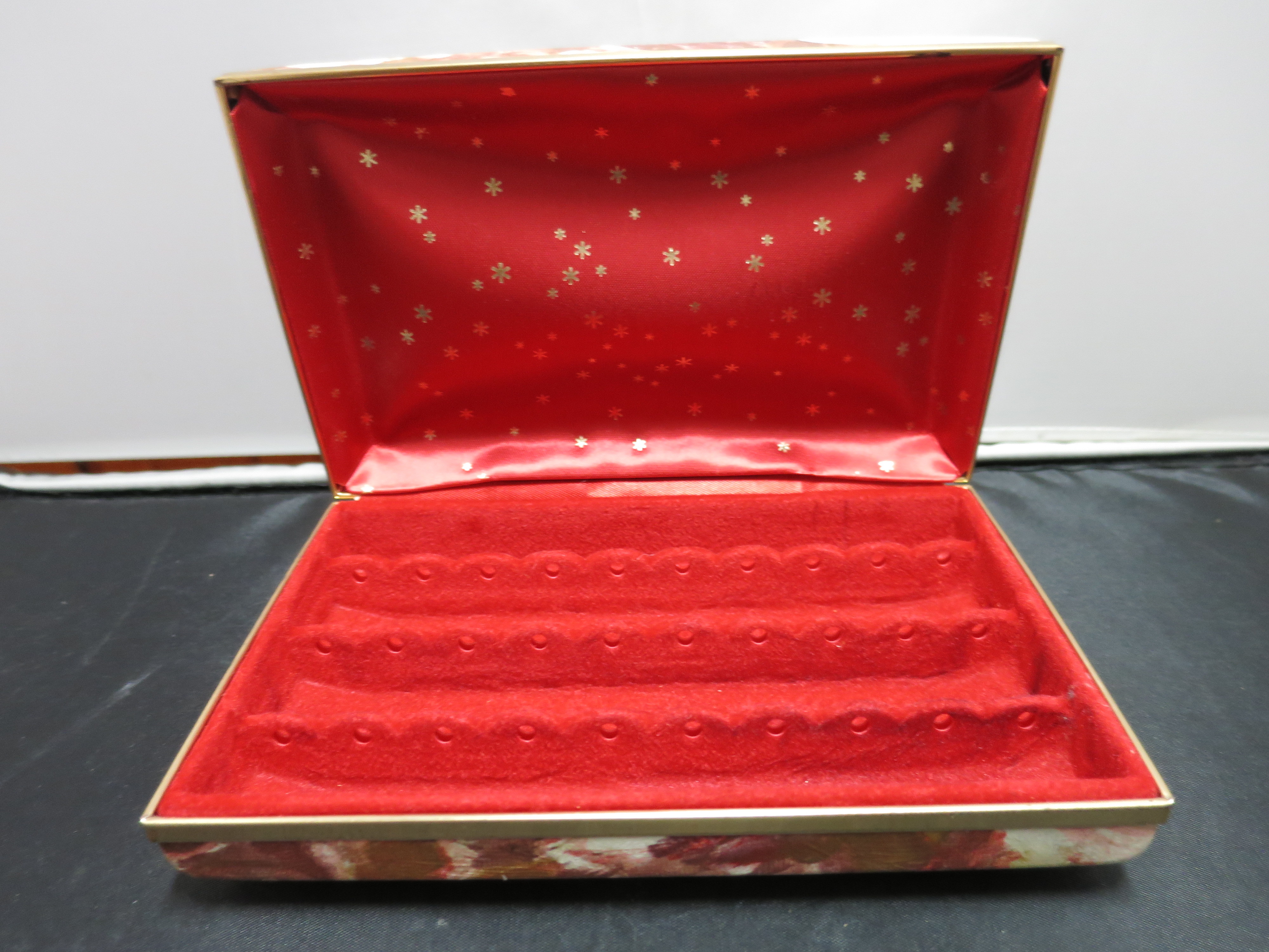 Vintage Earring Jewelry Box Hard travel case Flocked Felt