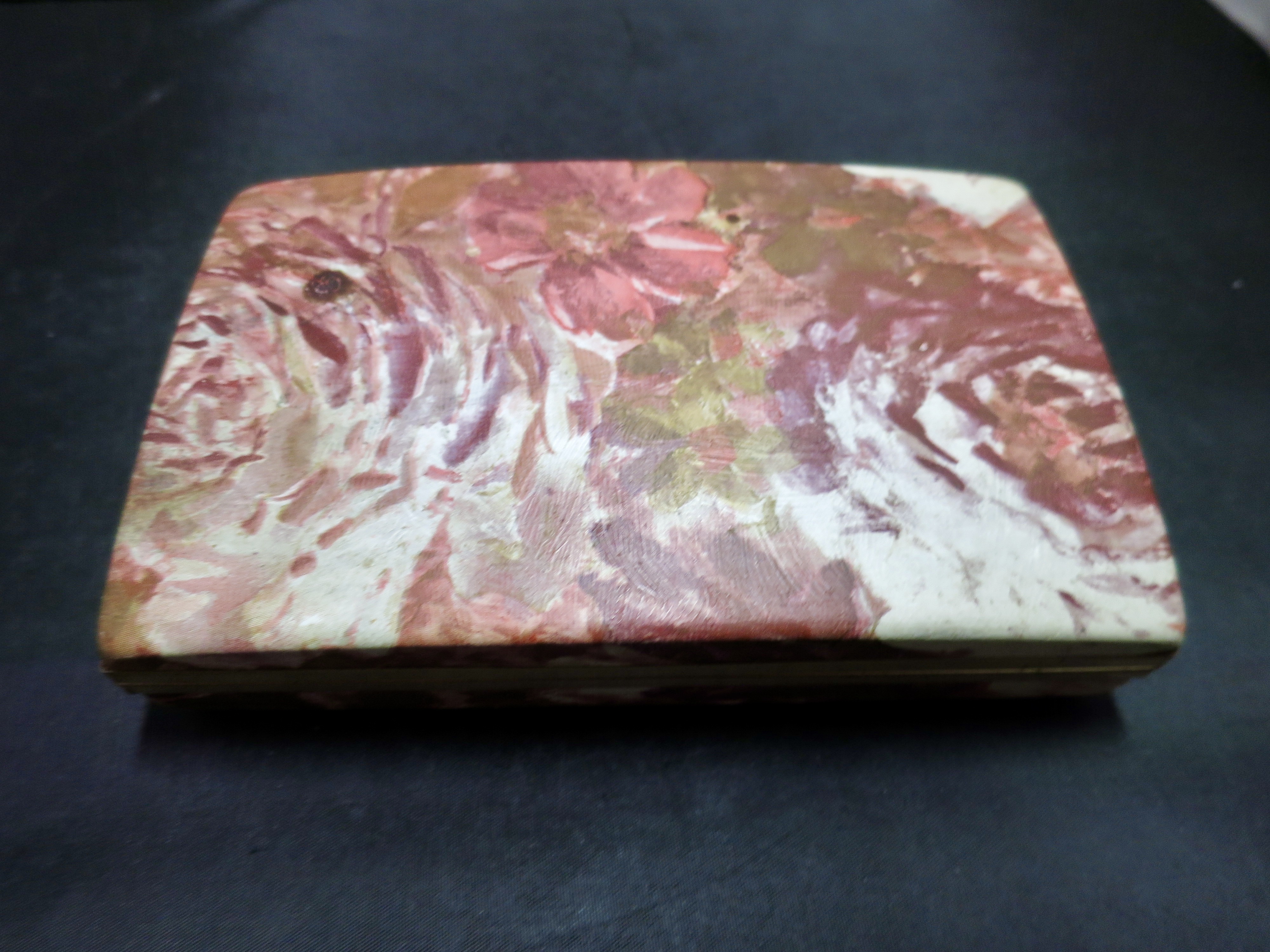 Vintage Earring Jewelry Box Hard travel case Flocked Felt