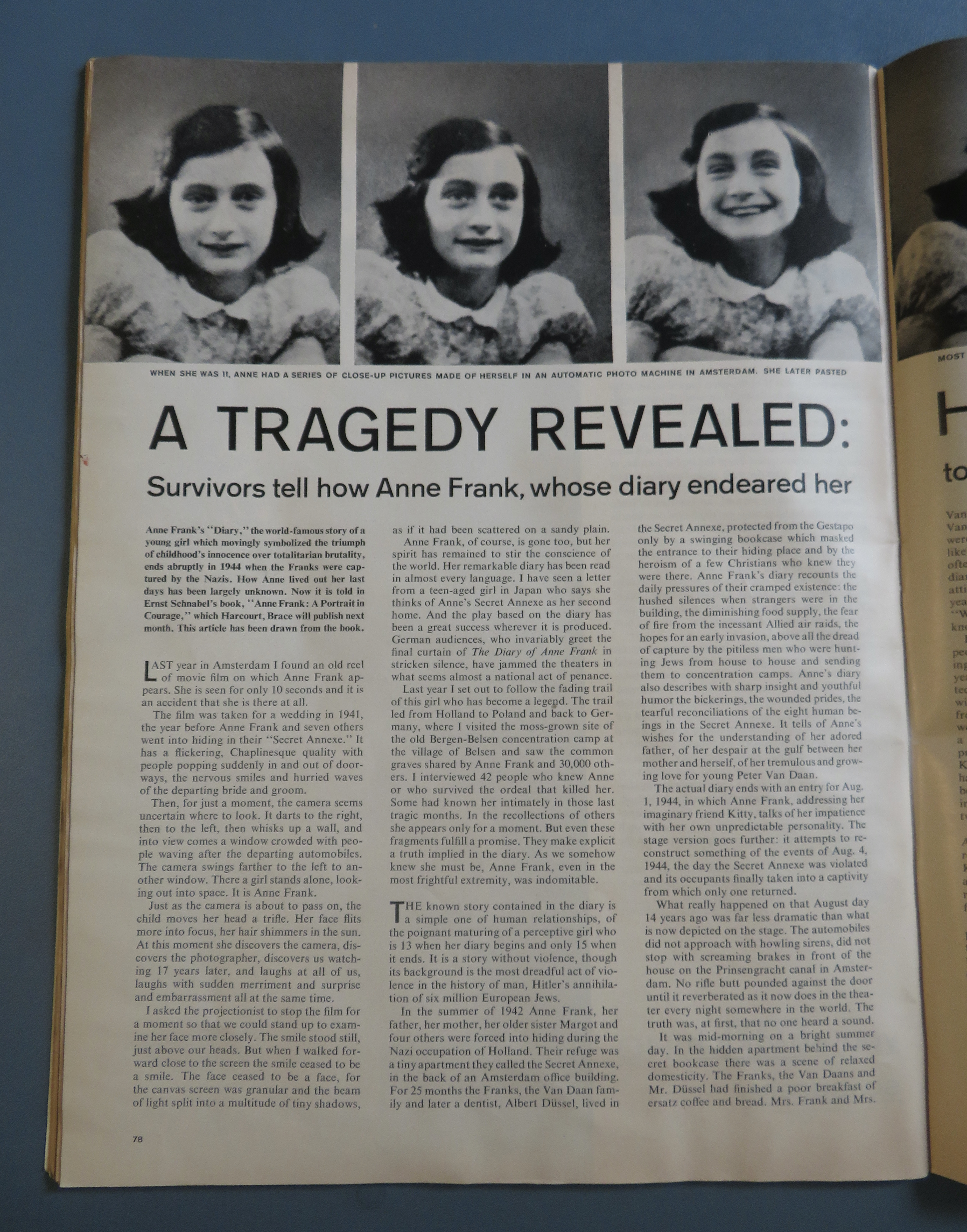Life Magazine August 18, 1958 Anne Frank's Diary