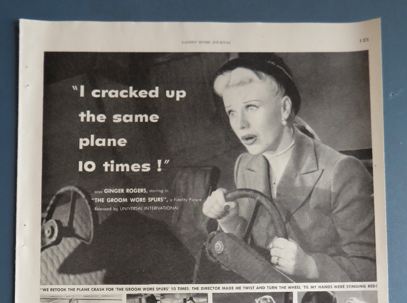 1951 Jergens Lotion with Ginger Rogers Driving An Airplane
