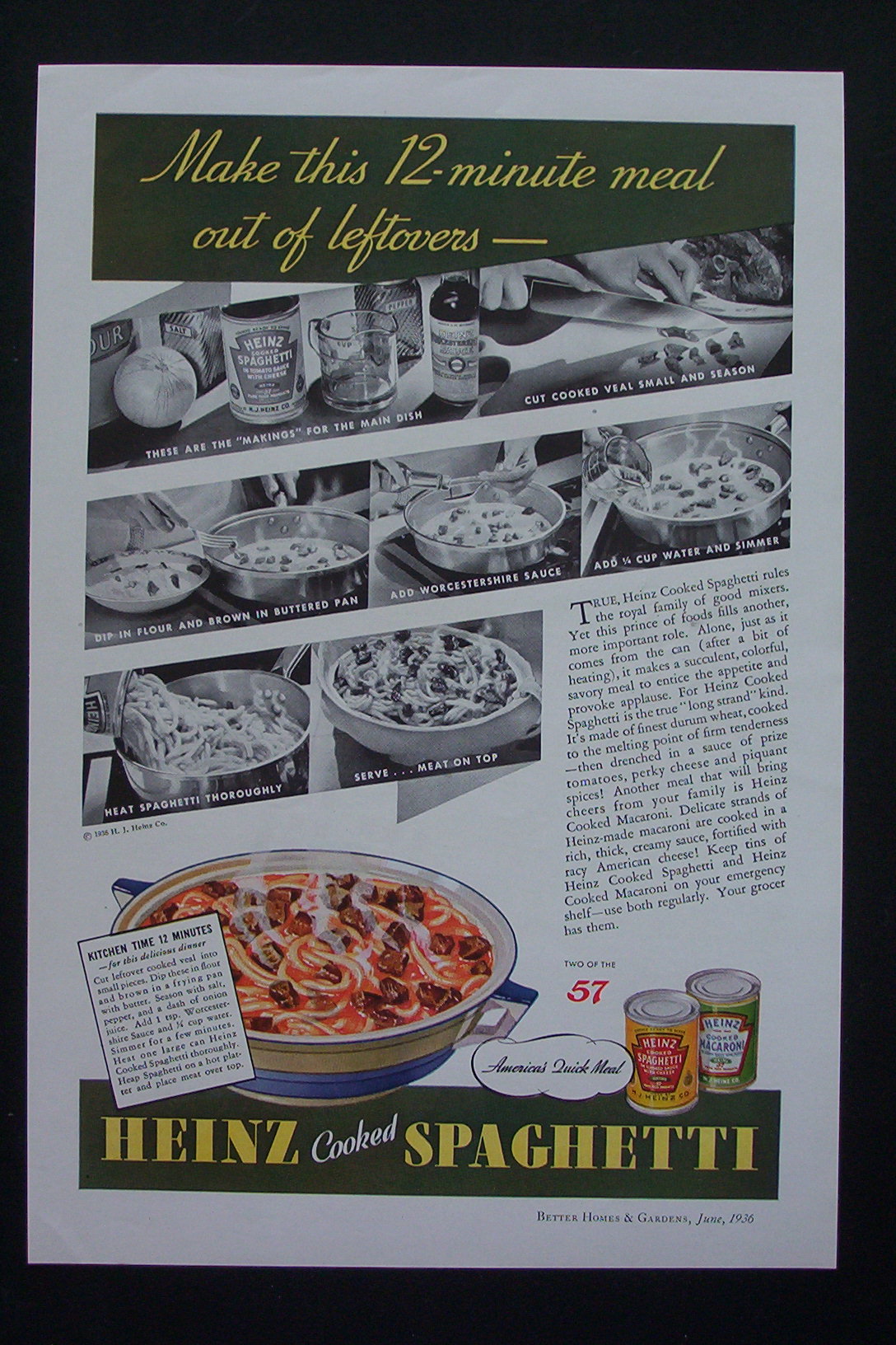 1936 Heinz Cooked Spaghetti with 12 Minute Meal