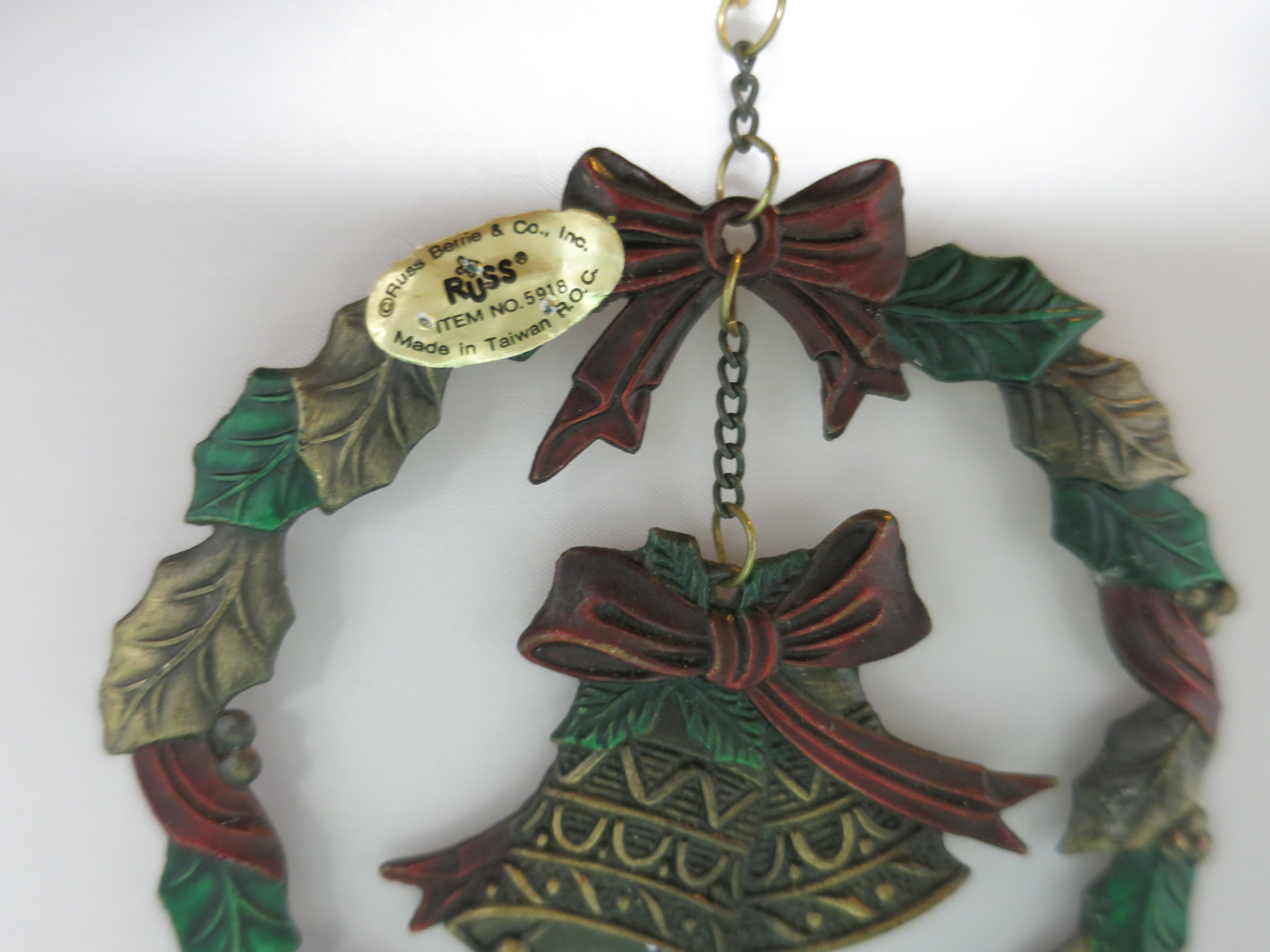 Vintage Russ Wreath with Bells Christmas Ornament