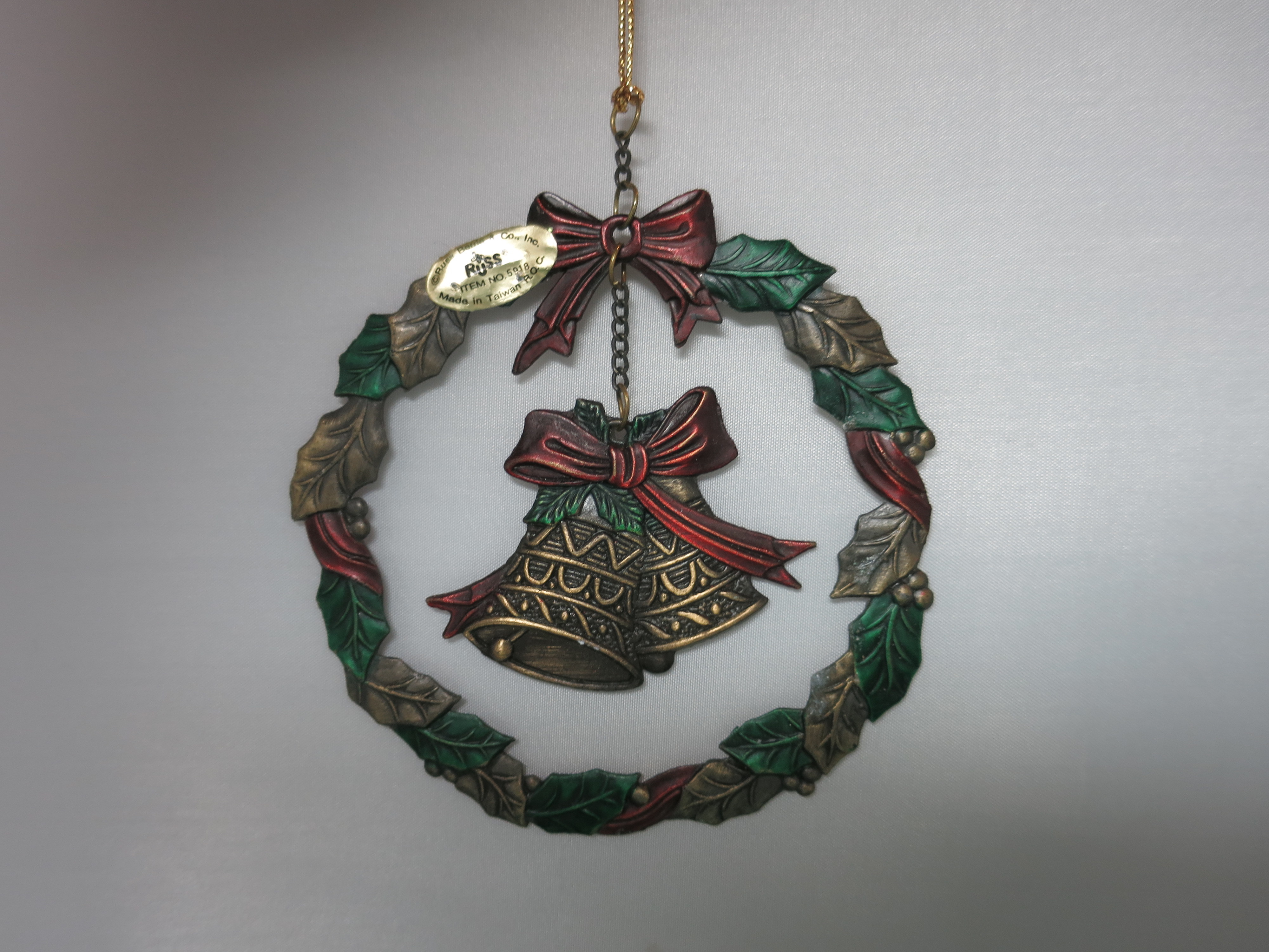 Vintage Russ Wreath with Bells Christmas Ornament
