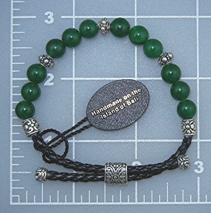18K Gold Jade Sterling Silver Leather Bali Couture Brac
