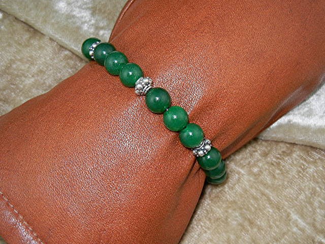 18K Gold Jade Sterling Silver Leather Bali Couture Brac