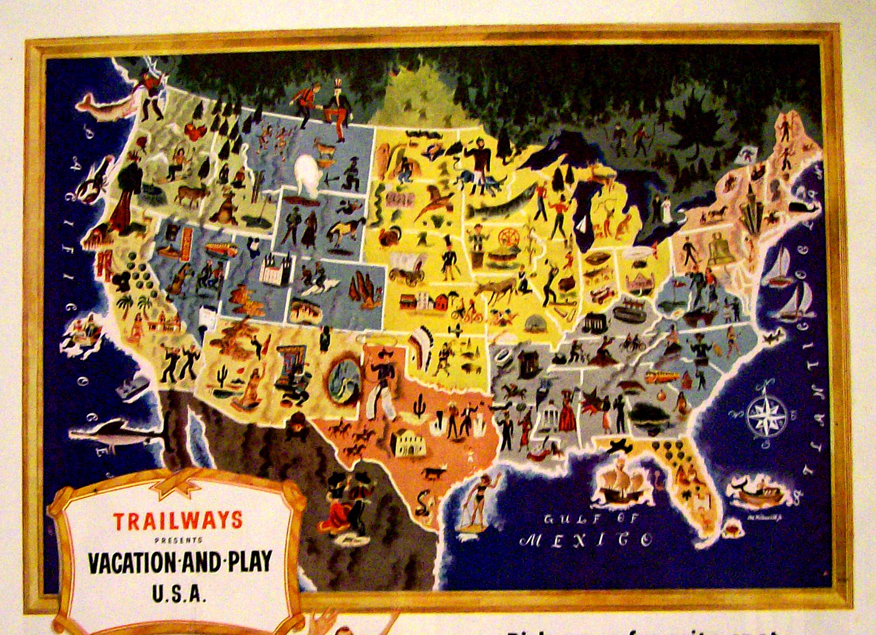 1949 National Trailways Bus System with Vacation & Play