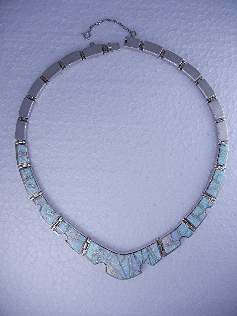 Calvin Begay Opal Inlay Sterling Silver Necklace USA