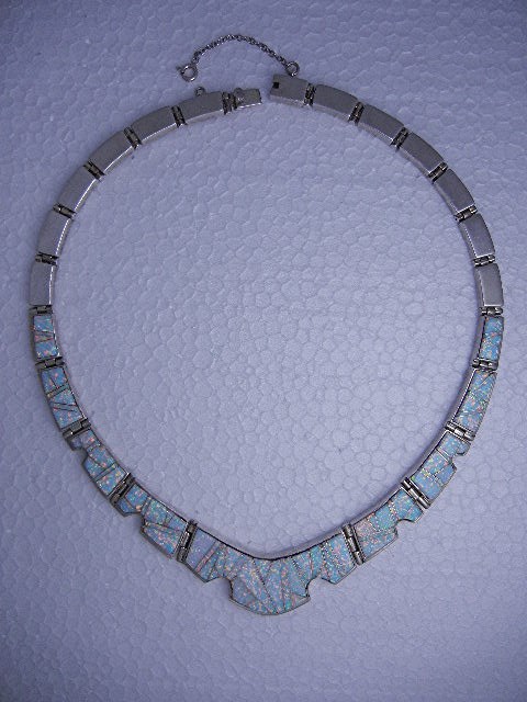 Calvin Begay Opal Inlay Sterling Silver Necklace USA