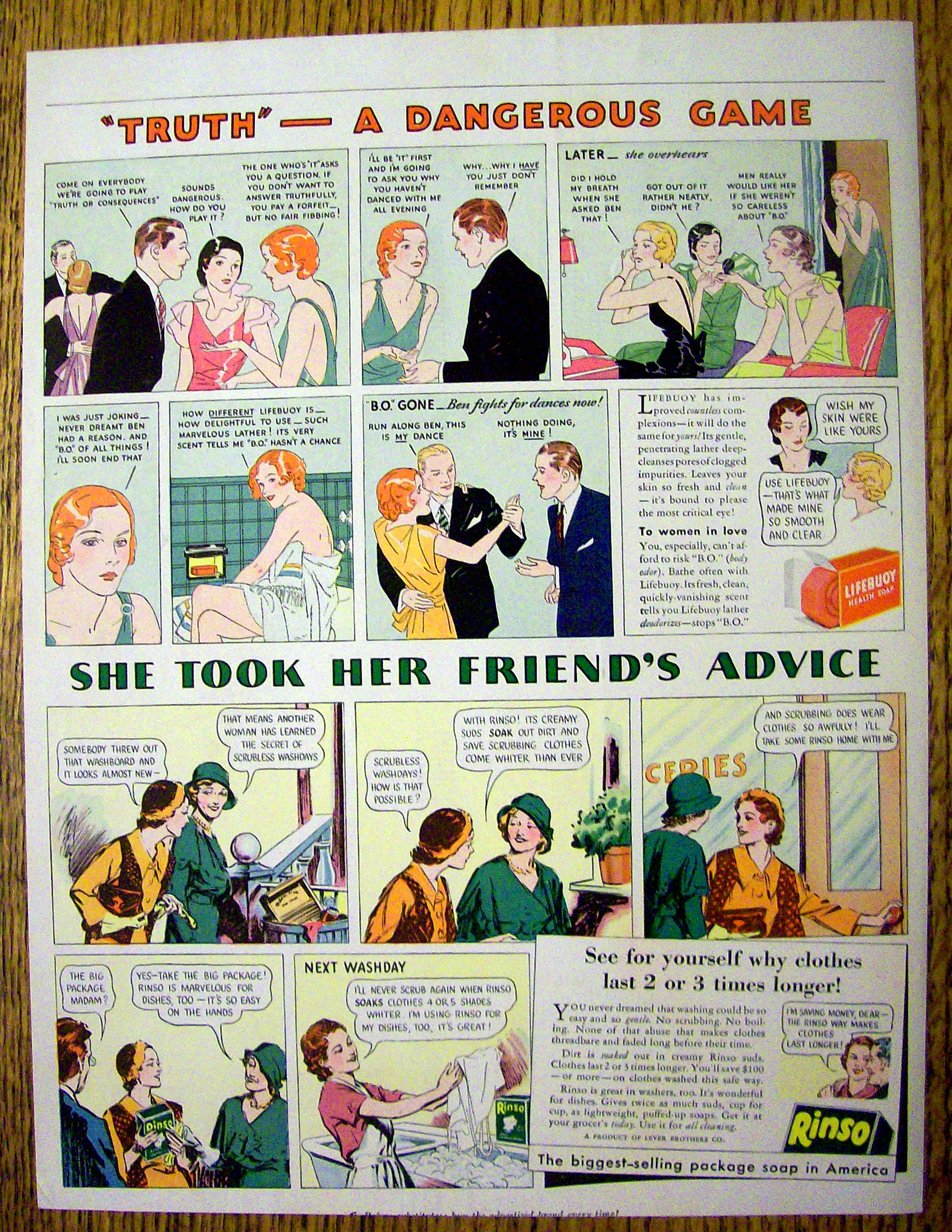 1934 Rinso & Lifebuoy Soap with Truth-A Dangerous Game