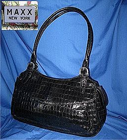Maxx Mock Croc Bag Black Patent Leather