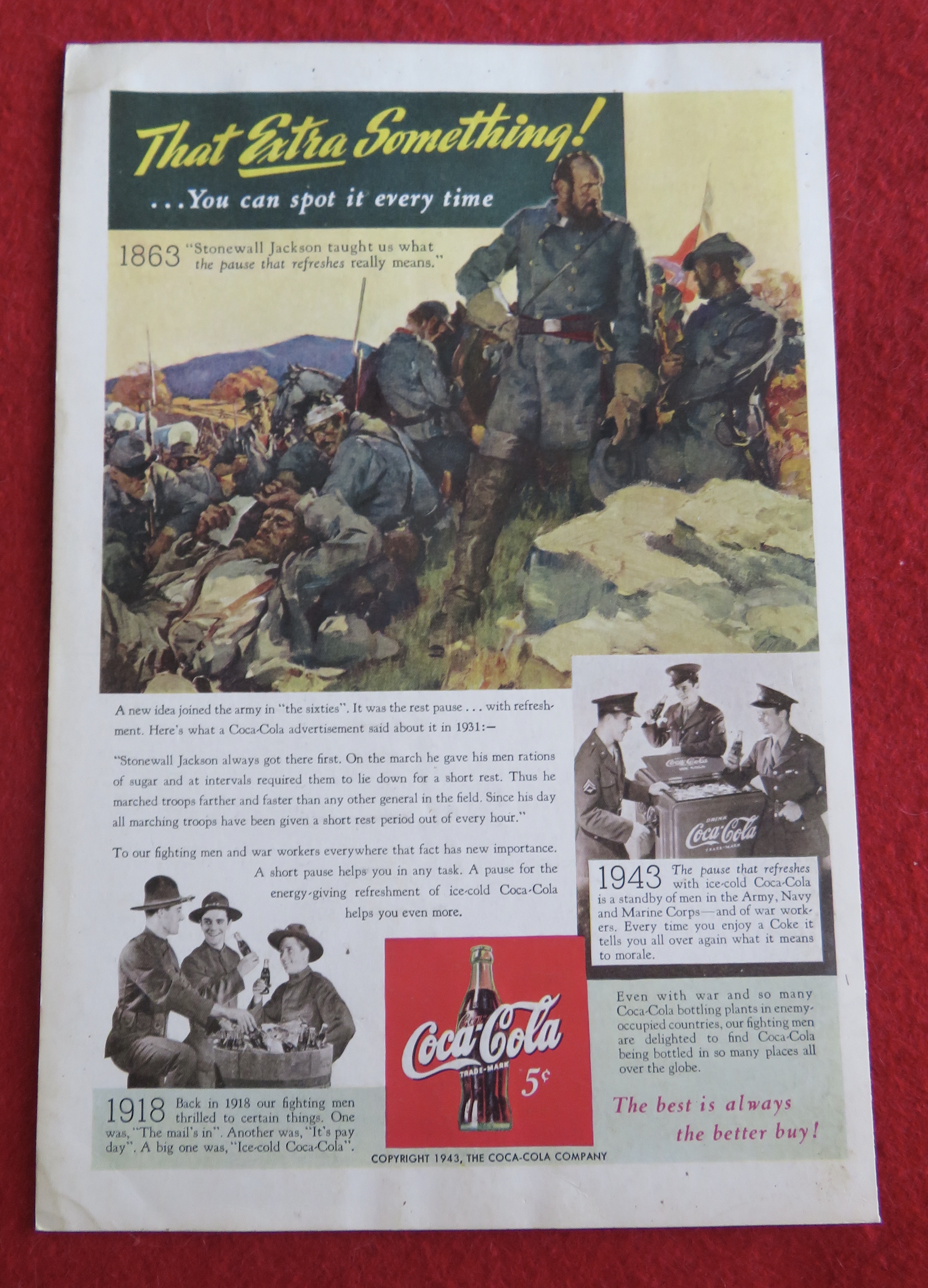1943 Coca Cola (Coke) With Stonewall Jackson