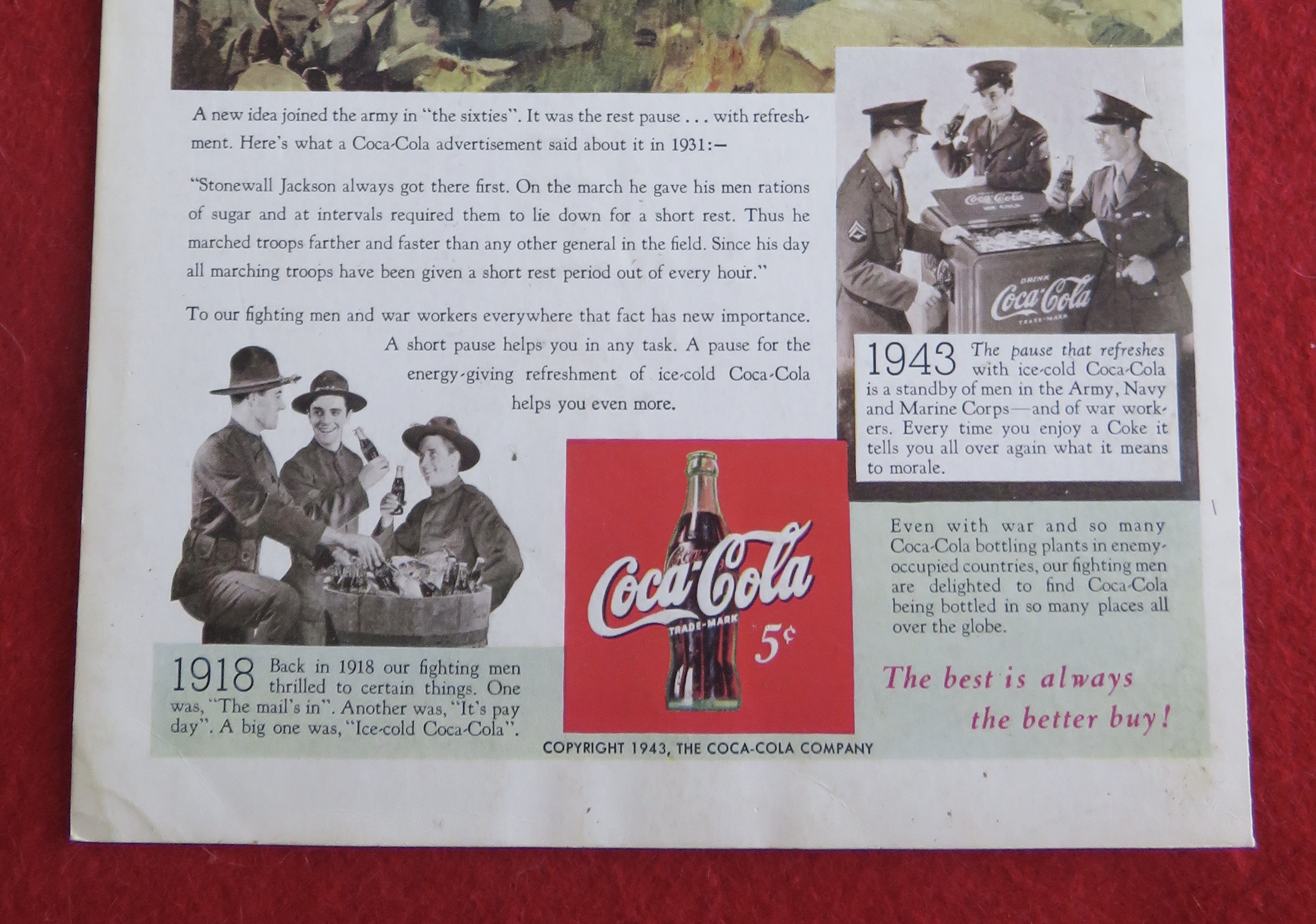 1943 Coca Cola (Coke) With Stonewall Jackson