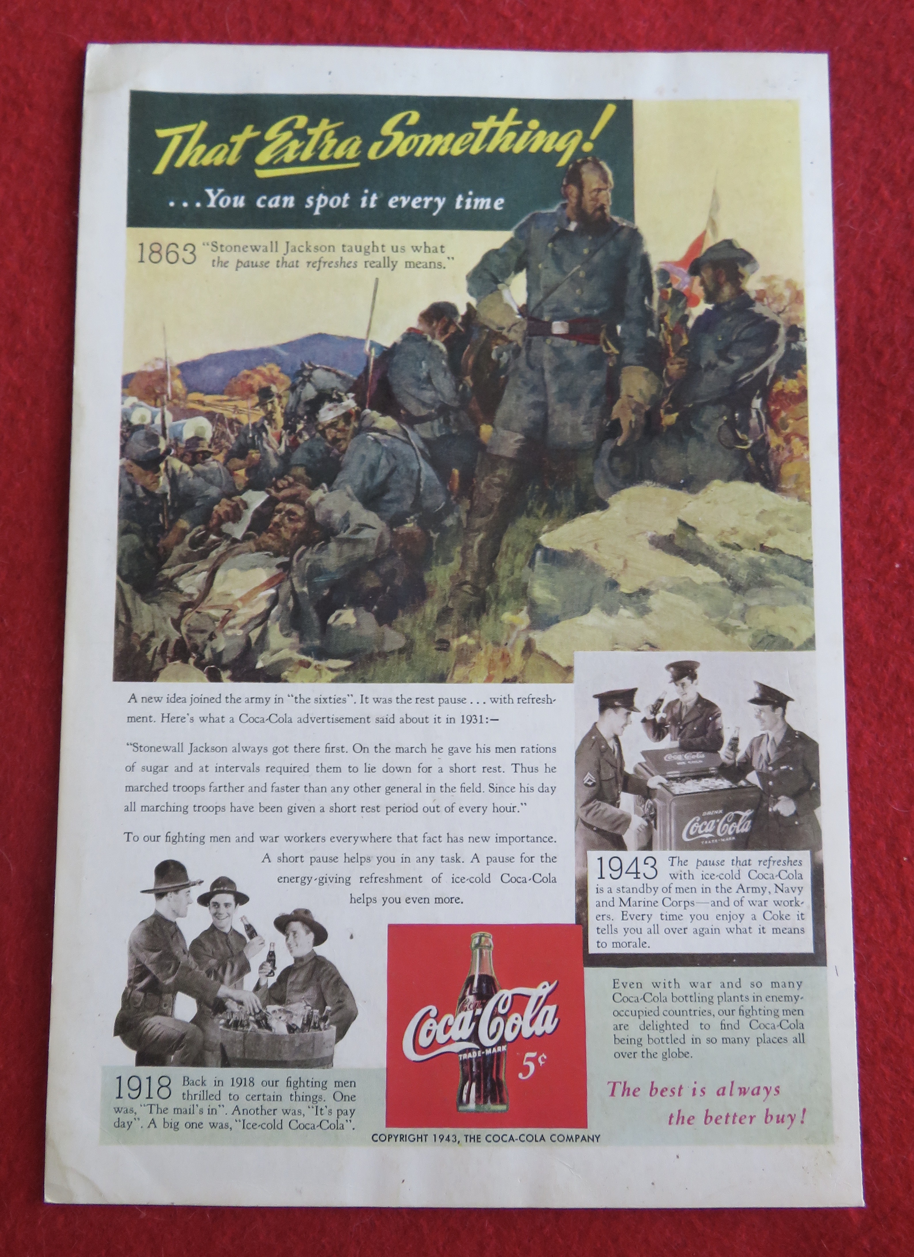 1943 Coca Cola (Coke) With Stonewall Jackson