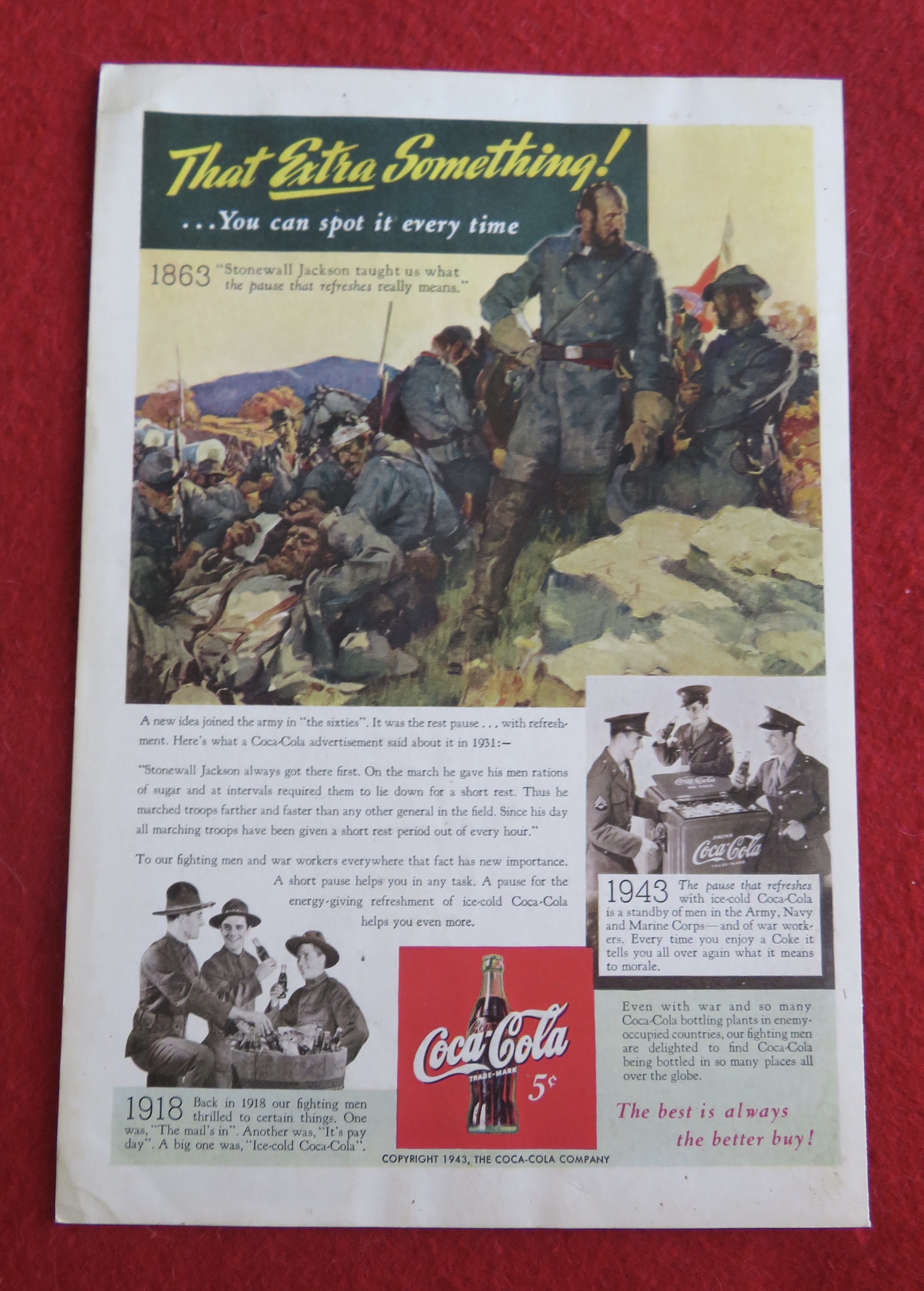 1943 Coca Cola (Coke) With Stonewall Jackson