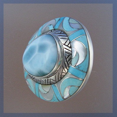 Sleeping Beauty Turquoise Larimar Sterling Silver Ring