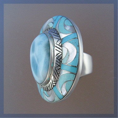 Sleeping Beauty Turquoise Larimar Sterling Silver Ring