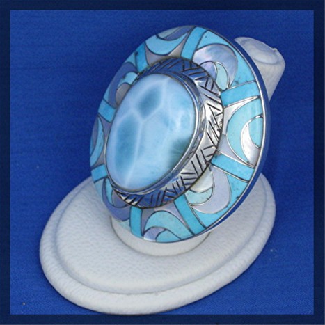 Sleeping Beauty Turquoise Larimar Sterling Silver Ring
