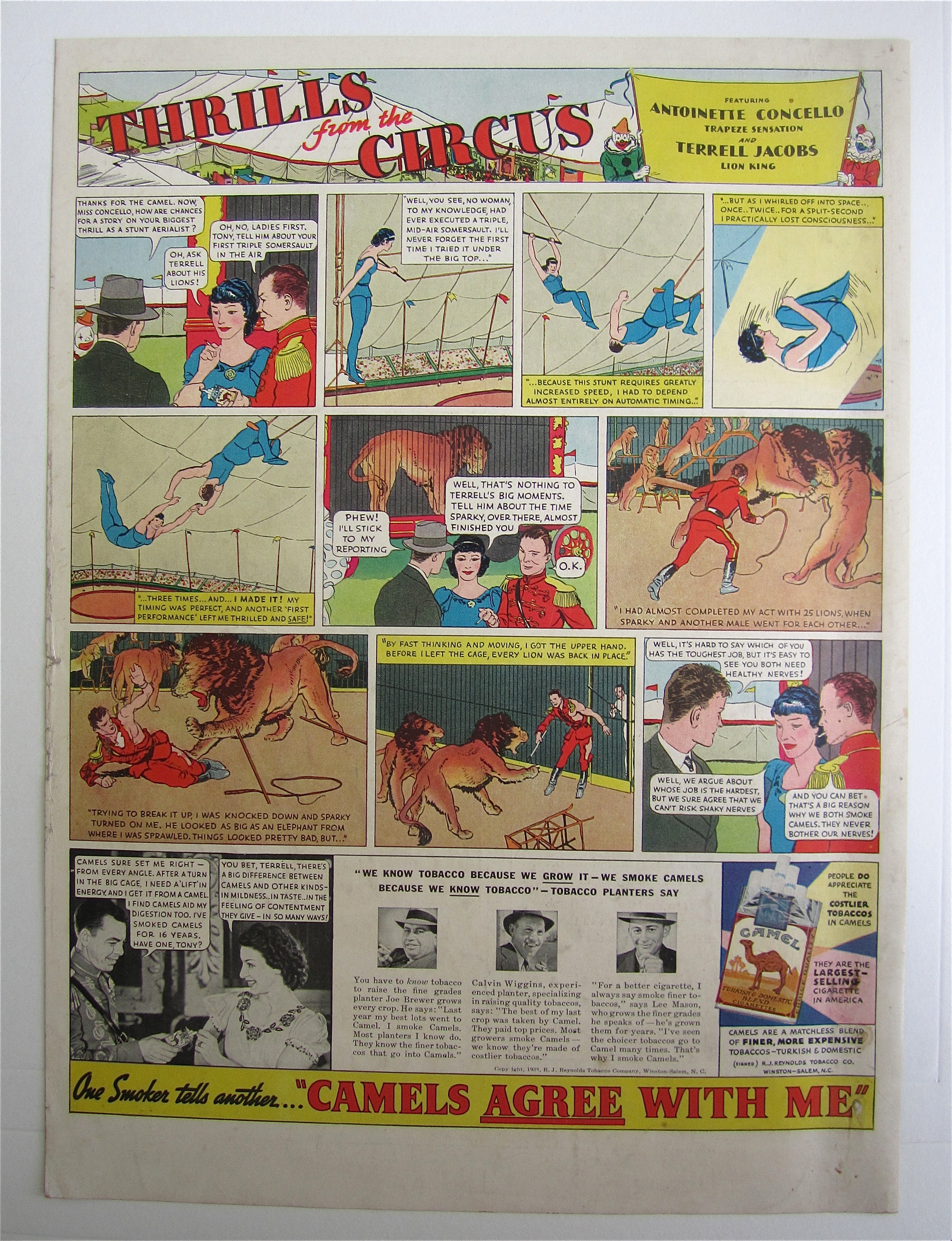 1938 Camel Cigarettes with Thrills From The Circus
