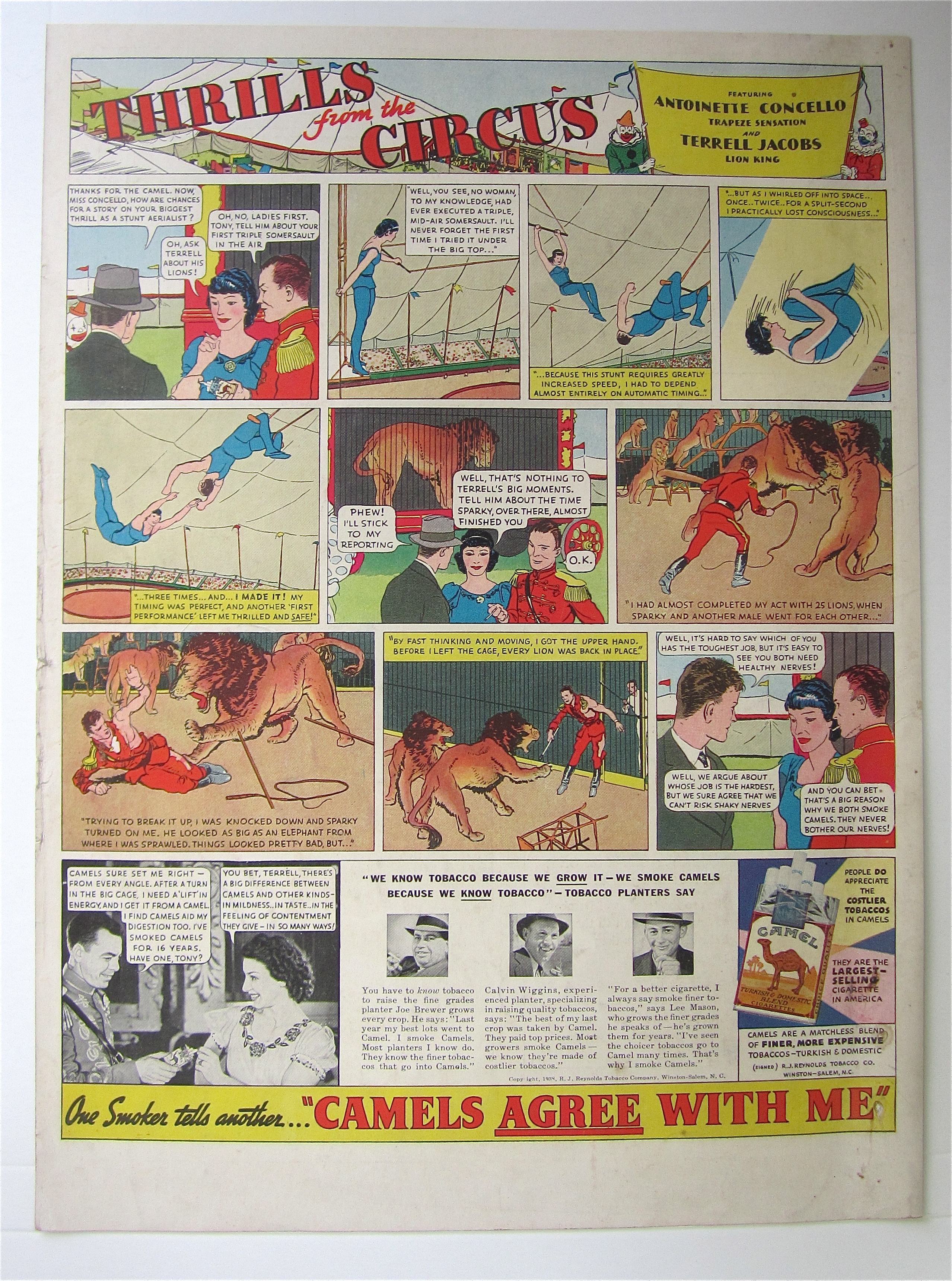 1938 Camel Cigarettes with Thrills From The Circus