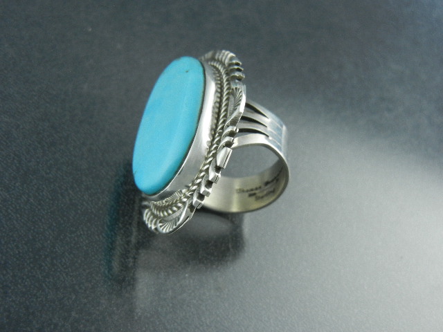 Native American Sterling Silver Kingman Turquoise Ring