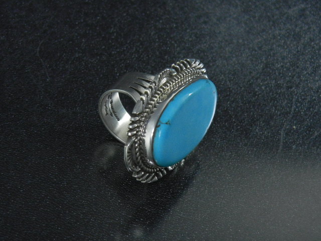 Native American Sterling Silver Kingman Turquoise Ring