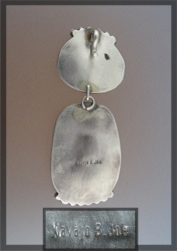 Navajo Sterling Silver Spiny Oyster Turquoise Pendant B