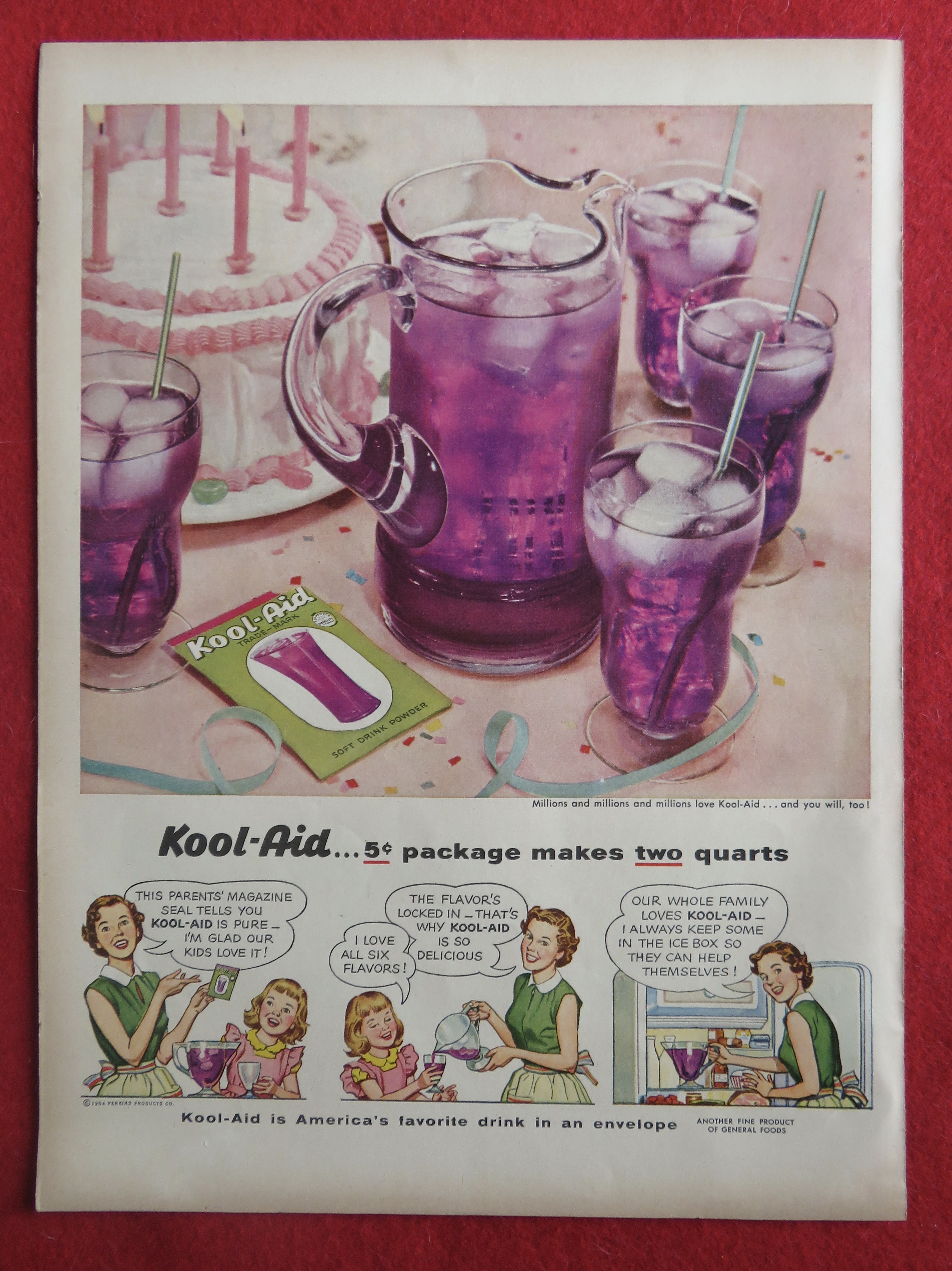 1954 Kool Aid with a Pitcher of Kool Aid & 4 Glasses