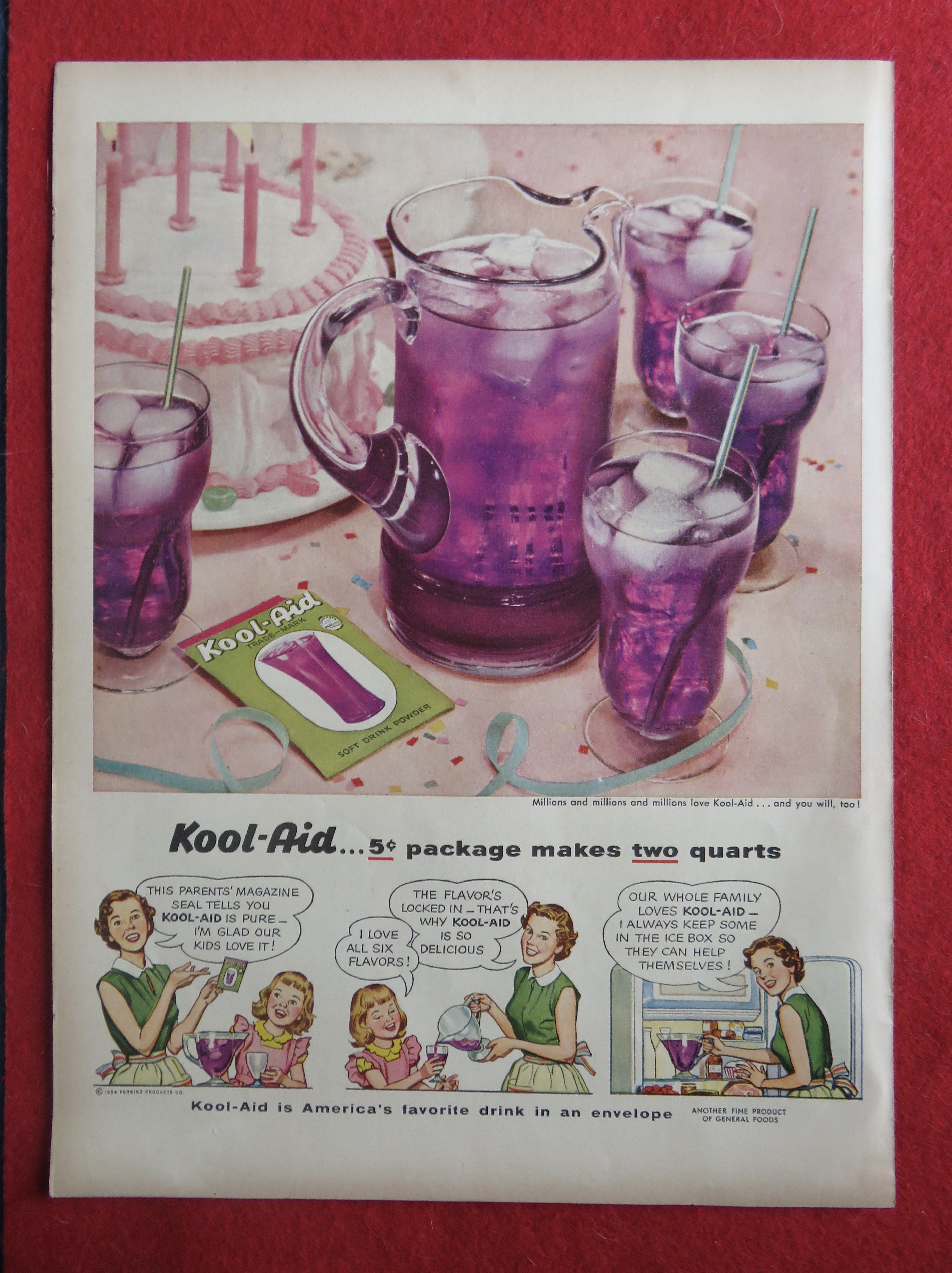 1954 Kool Aid with a Pitcher of Kool Aid & 4 Glasses