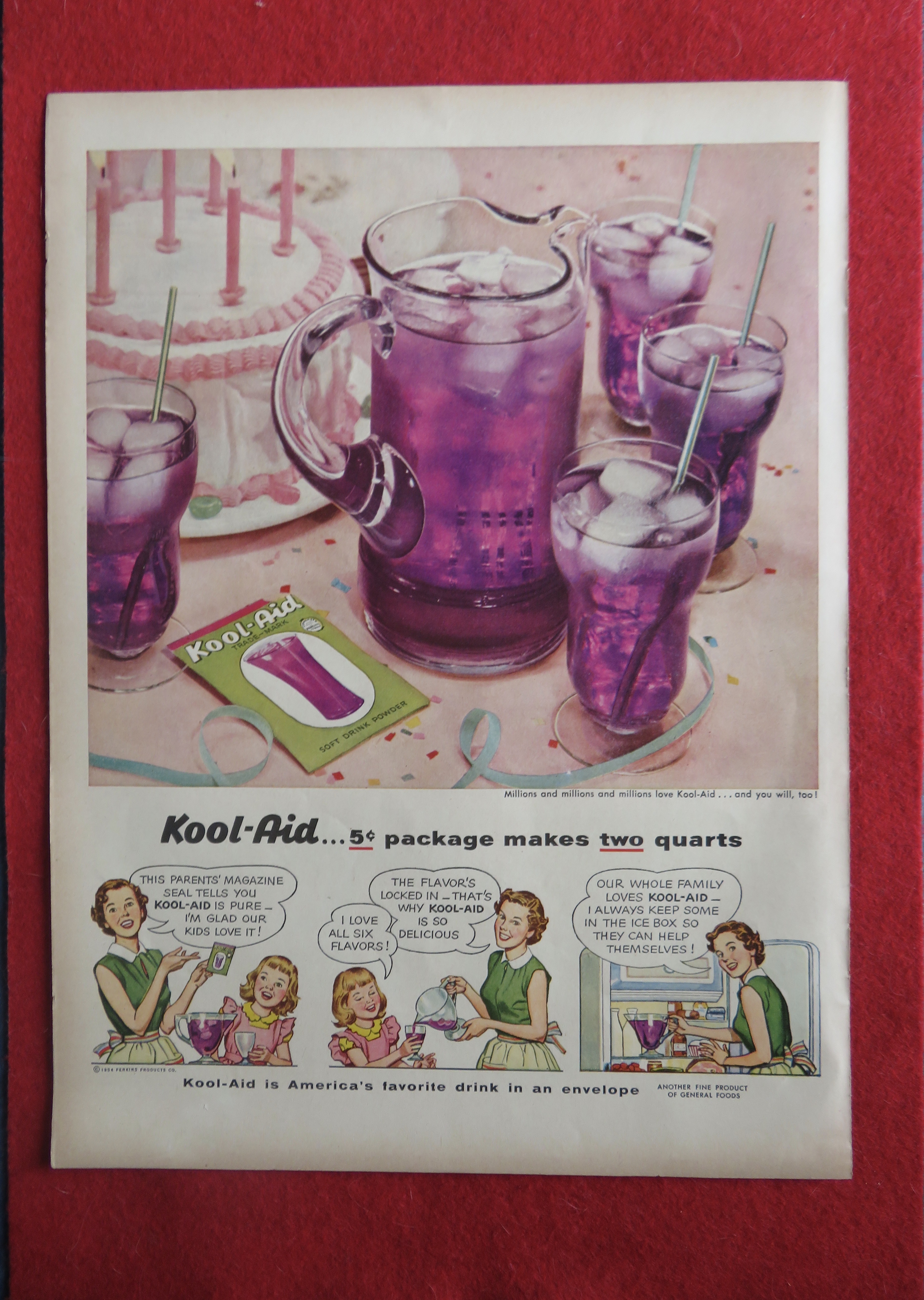 1954 Kool Aid with a Pitcher of Kool Aid & 4 Glasses