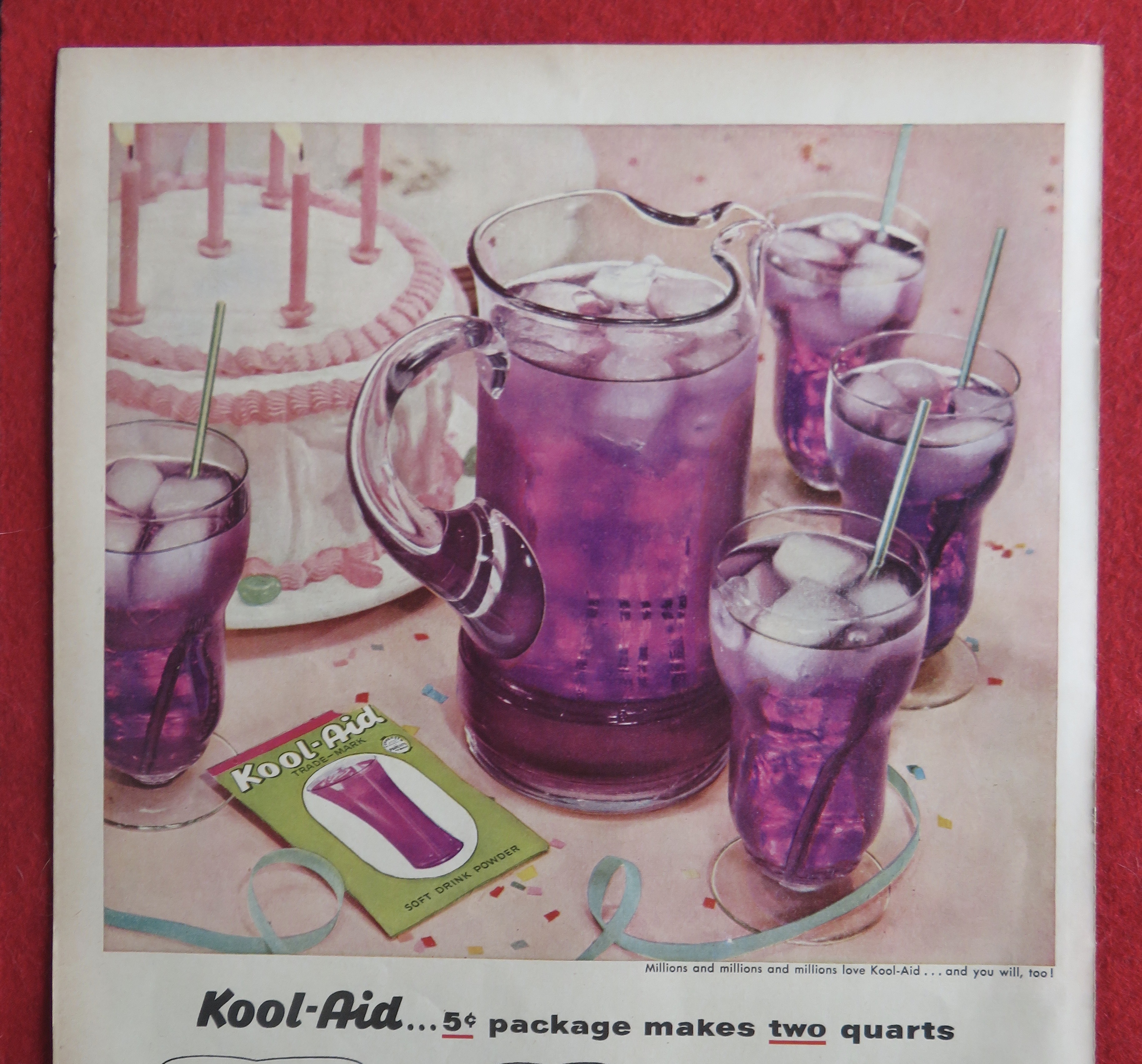 1954 Kool Aid with a Pitcher of Kool Aid & 4 Glasses