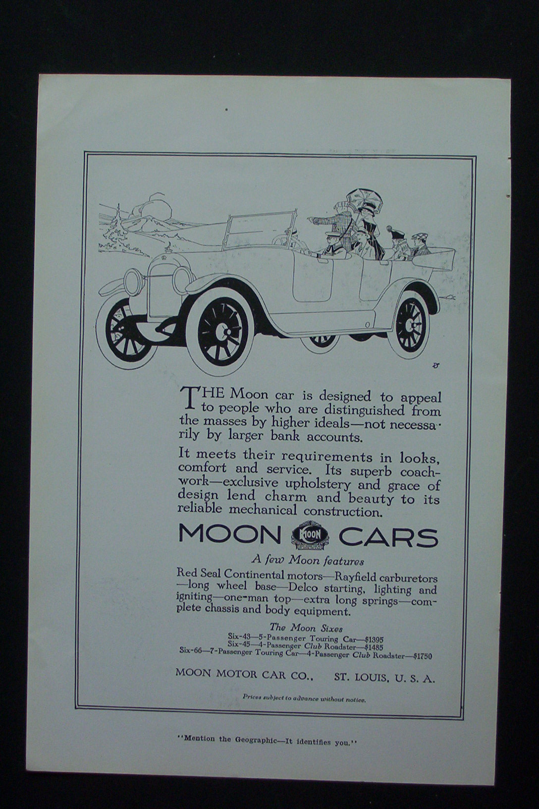 1917 Moon Cars with Picture of a Car