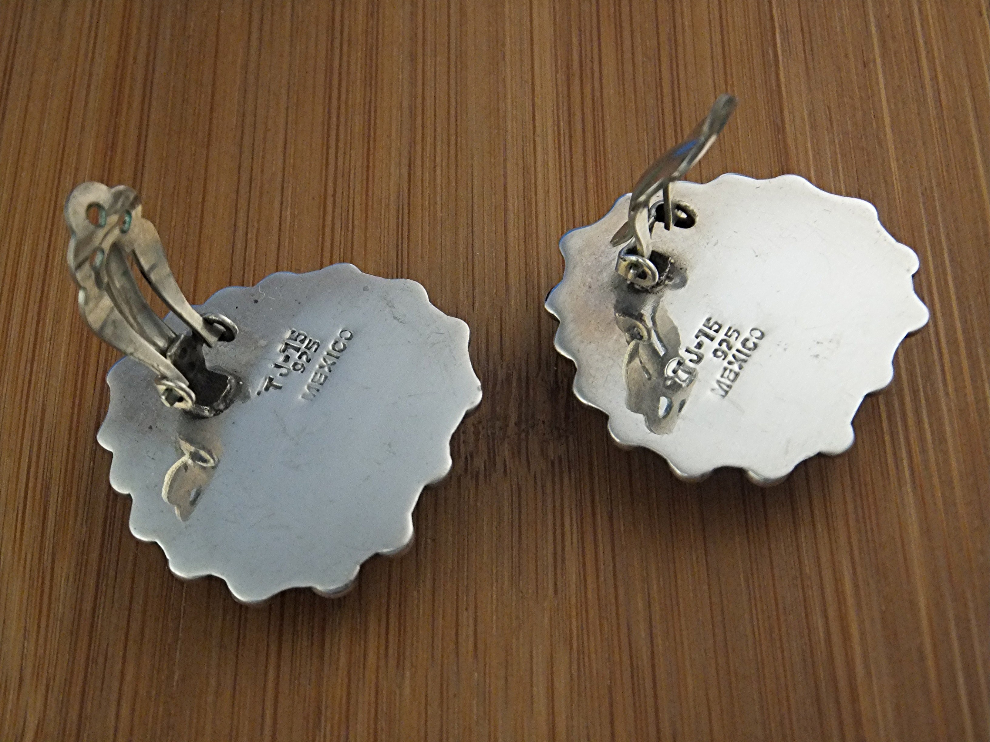 Taxco Mexico Sterling Silver Heart  Clip Earrings