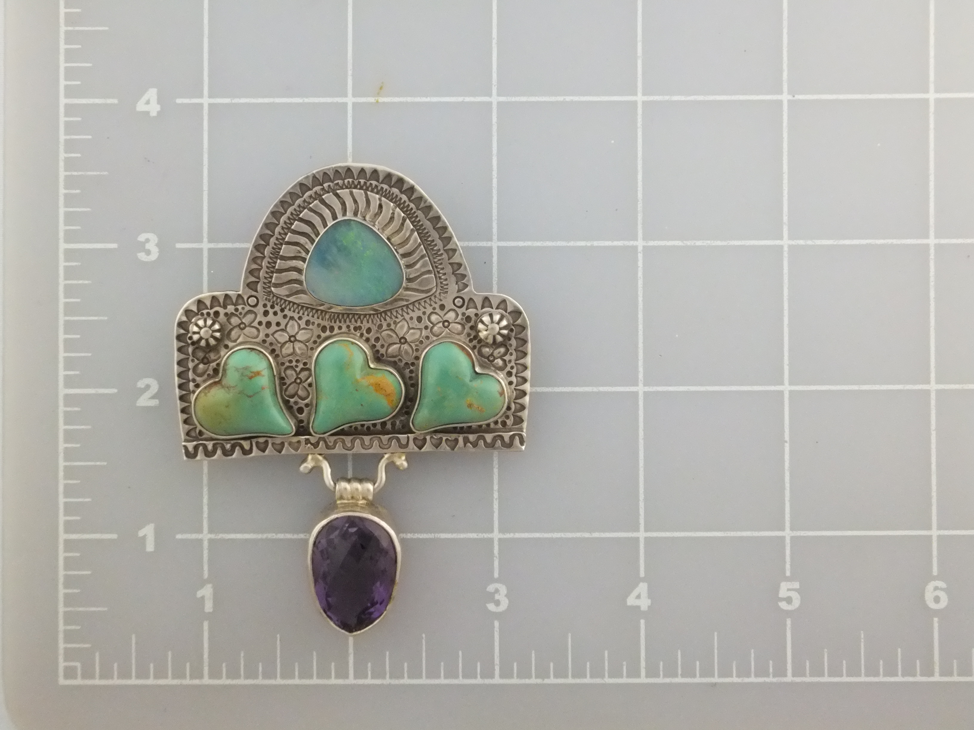 David Troutman Sterling Silver Turquoise Opal Amethyst