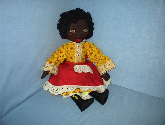 Black Doll Handmade  21 1/2 Inch Vintage Female