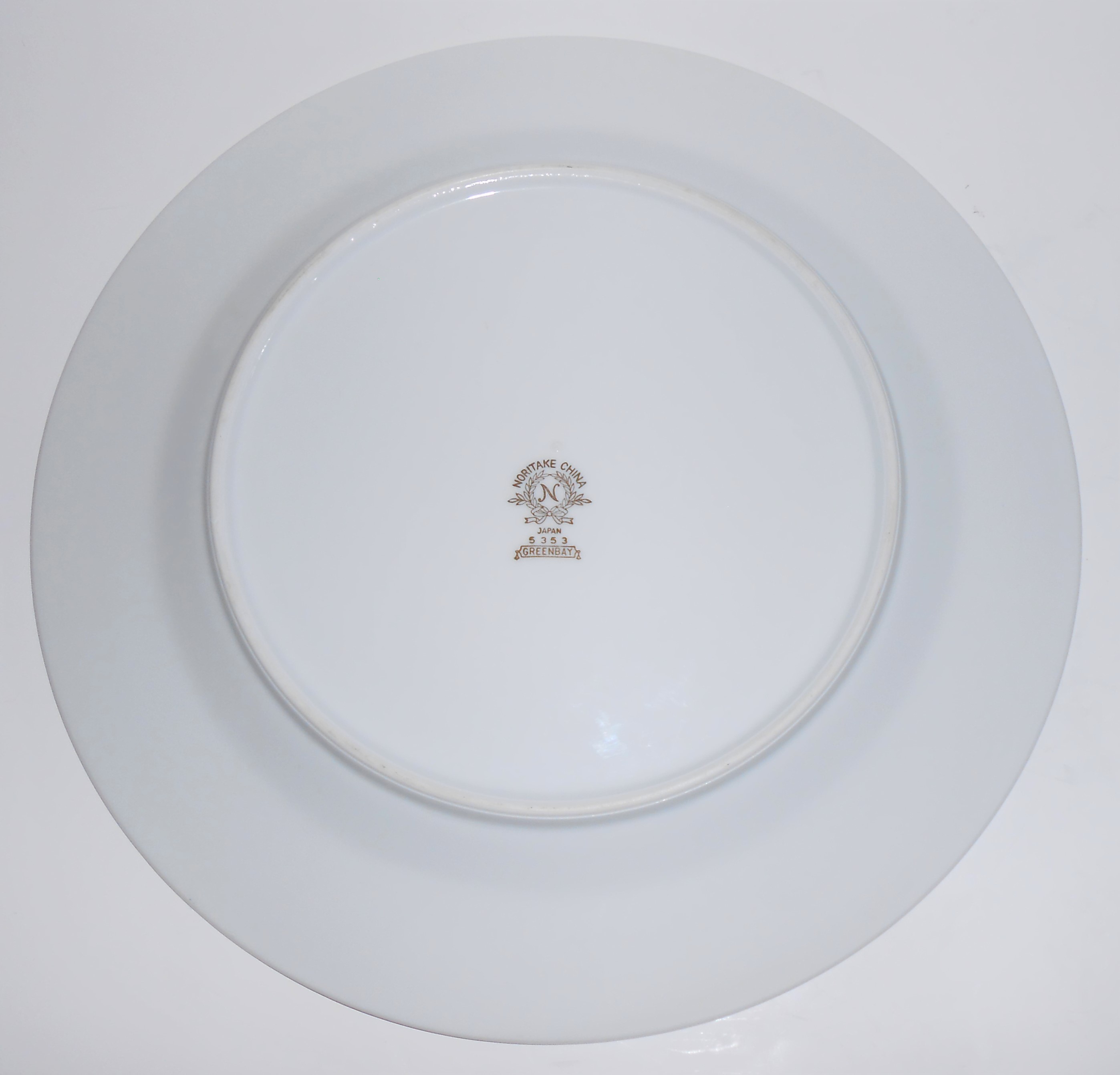 Noritake Porcelain China Greenbay W/Gold Dinner Plate