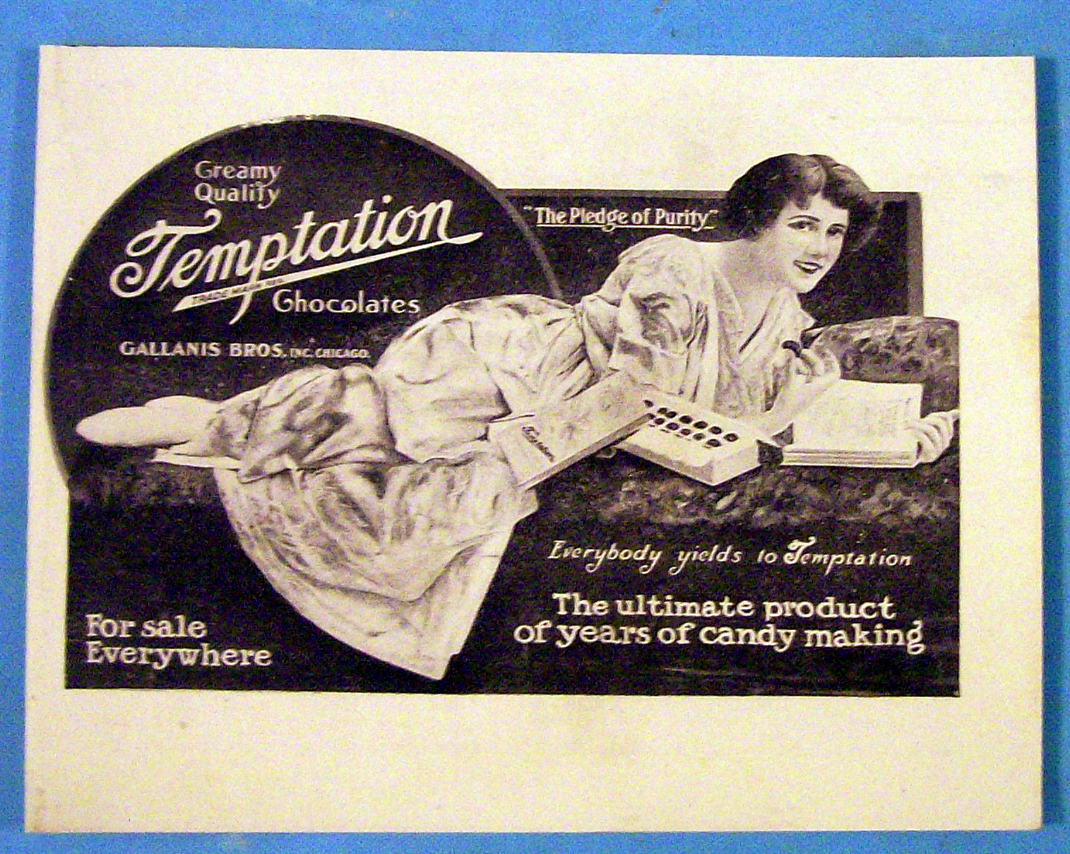 1913 Temptation Chocolate with Woman Eating Candy
