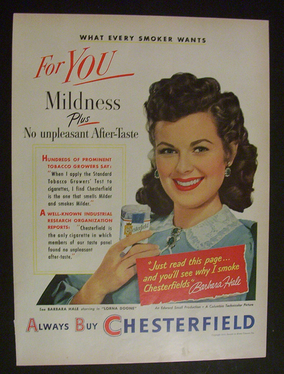 1951 Chesterfield Cigarettes with Barbara Hale
