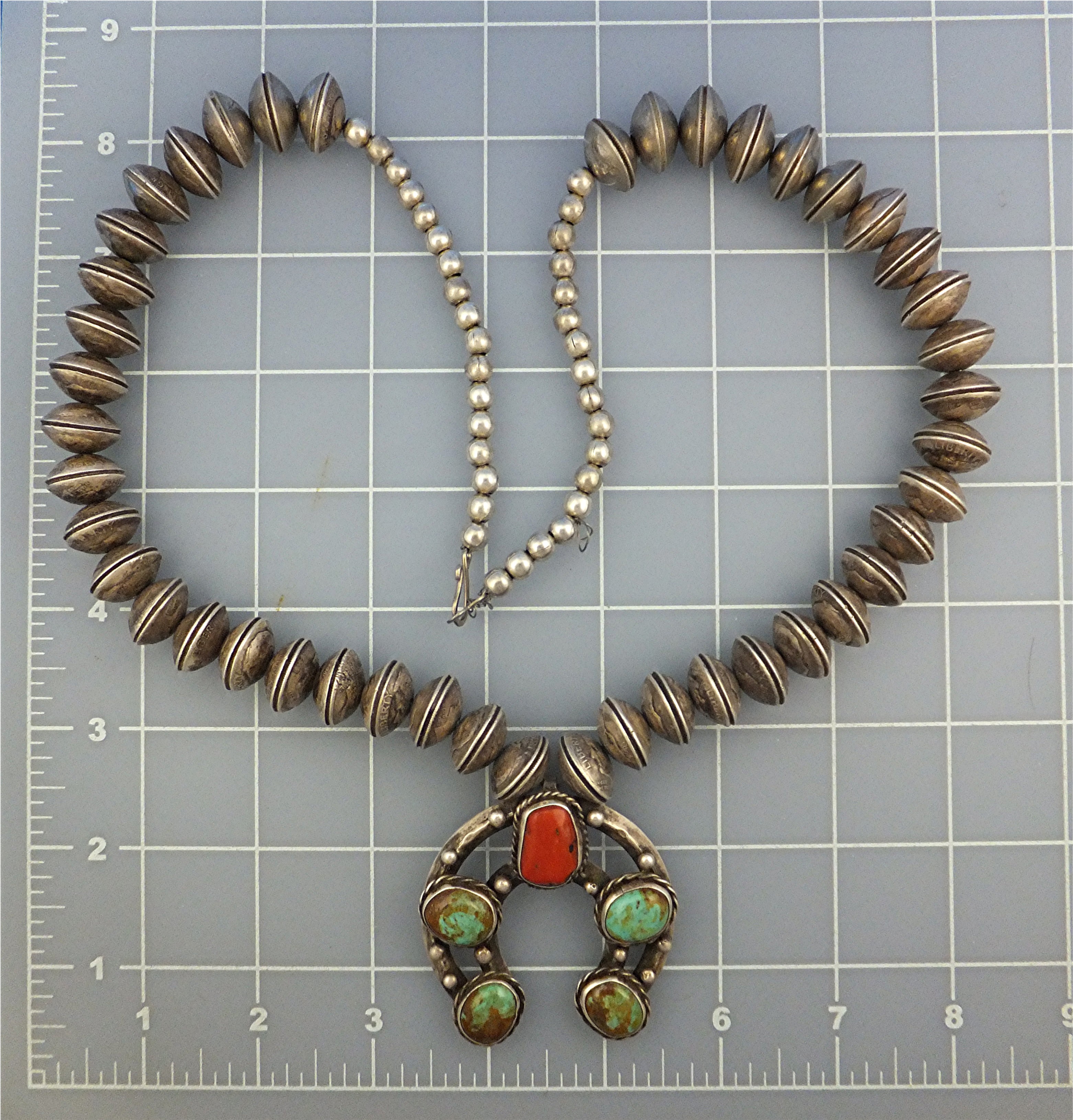Mercury Dimes Sterling Silver Necklace Coral Turquoise