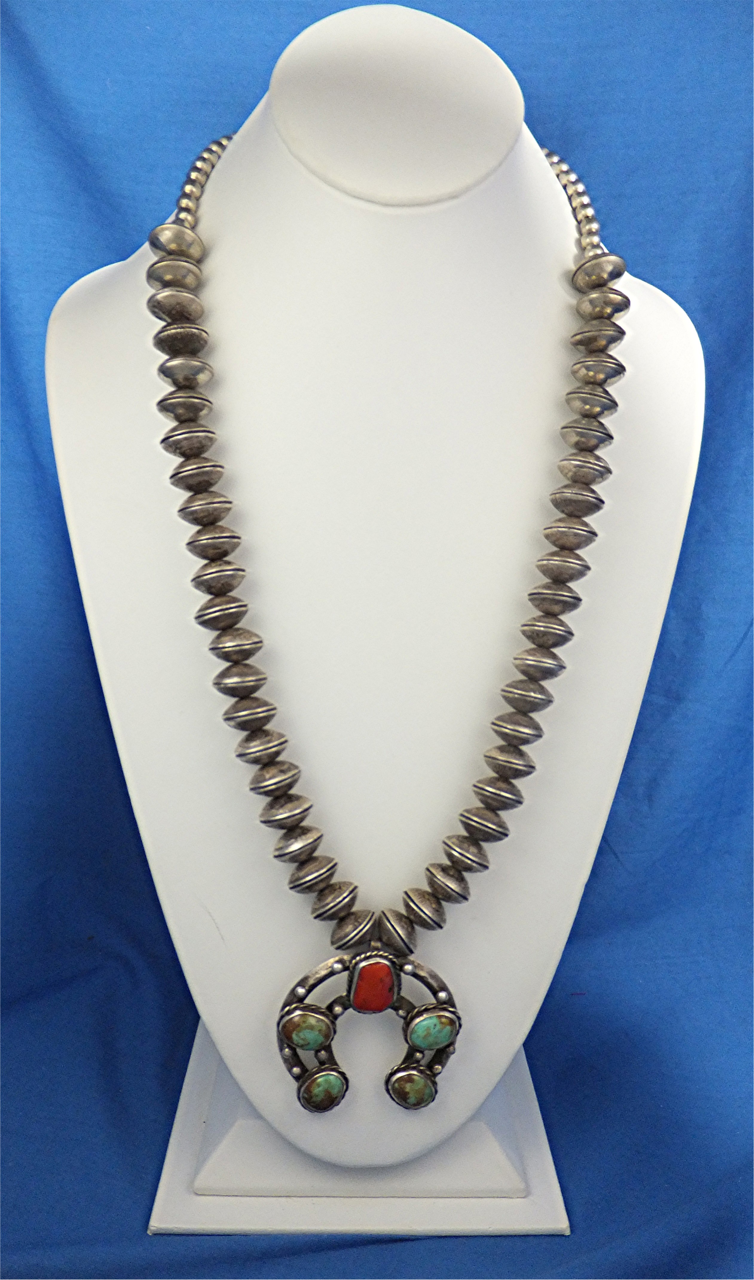 Mercury Dimes Sterling Silver Necklace Coral Turquoise