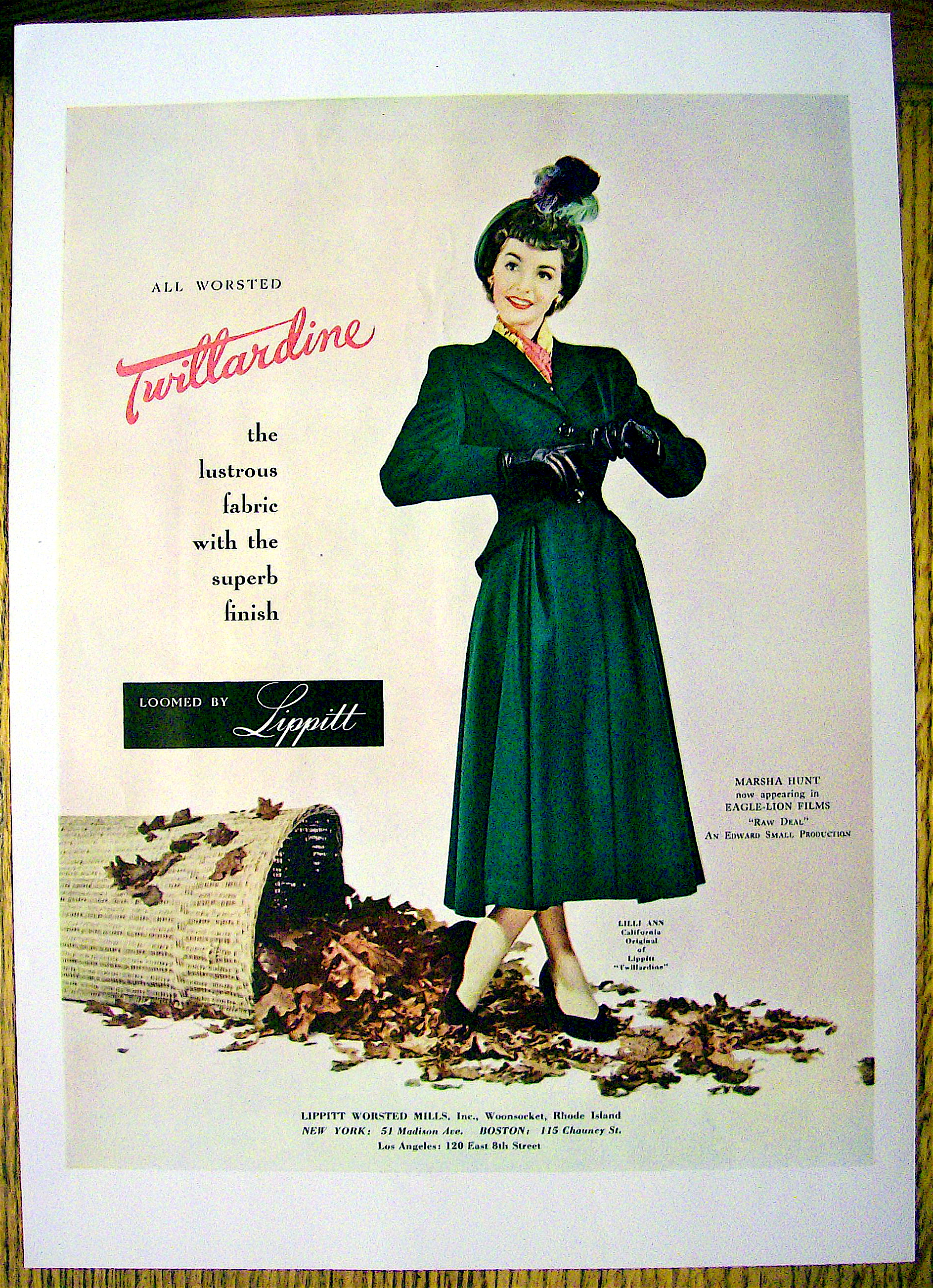 1948 Lippitt Twillardine Fabric w/Marsha Hunt-Raw Deal