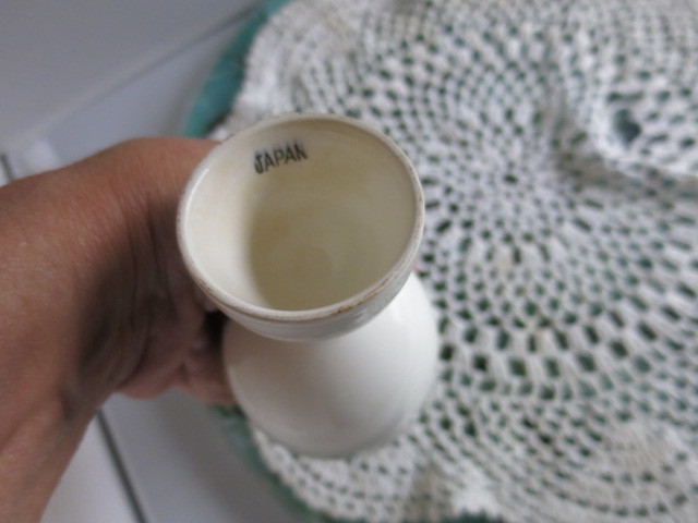 Mid Century Double Egg Cup with Lily Flower Japan