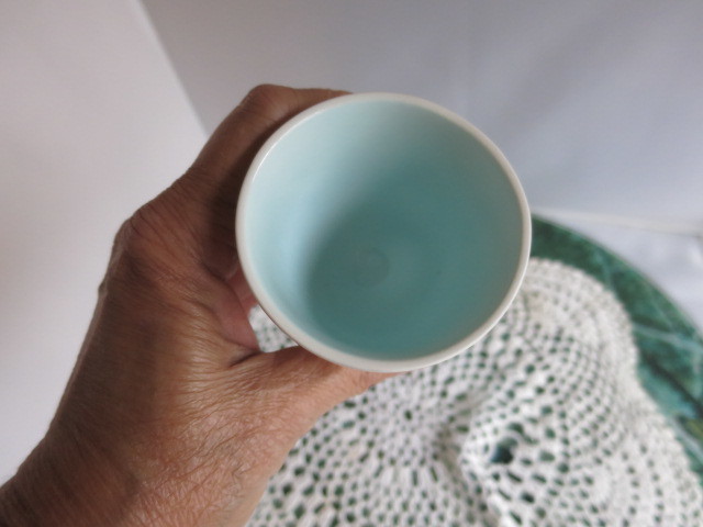 Mid Century Double Egg Cup with Lily Flower Japan
